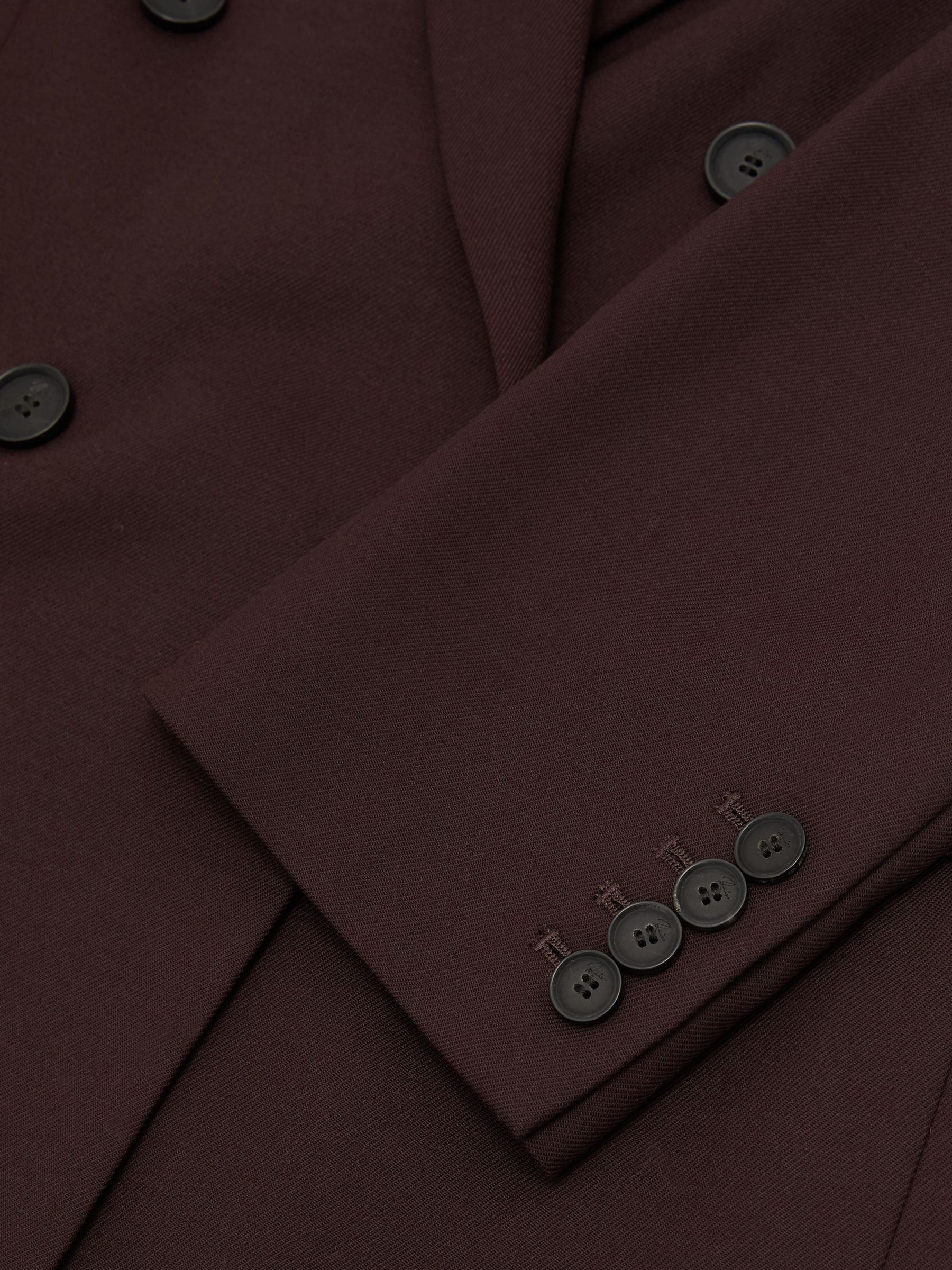 Wool-Blend Double-Breasted Oversized Suit Blazer in Dark Aubergine - Image 9 of 9