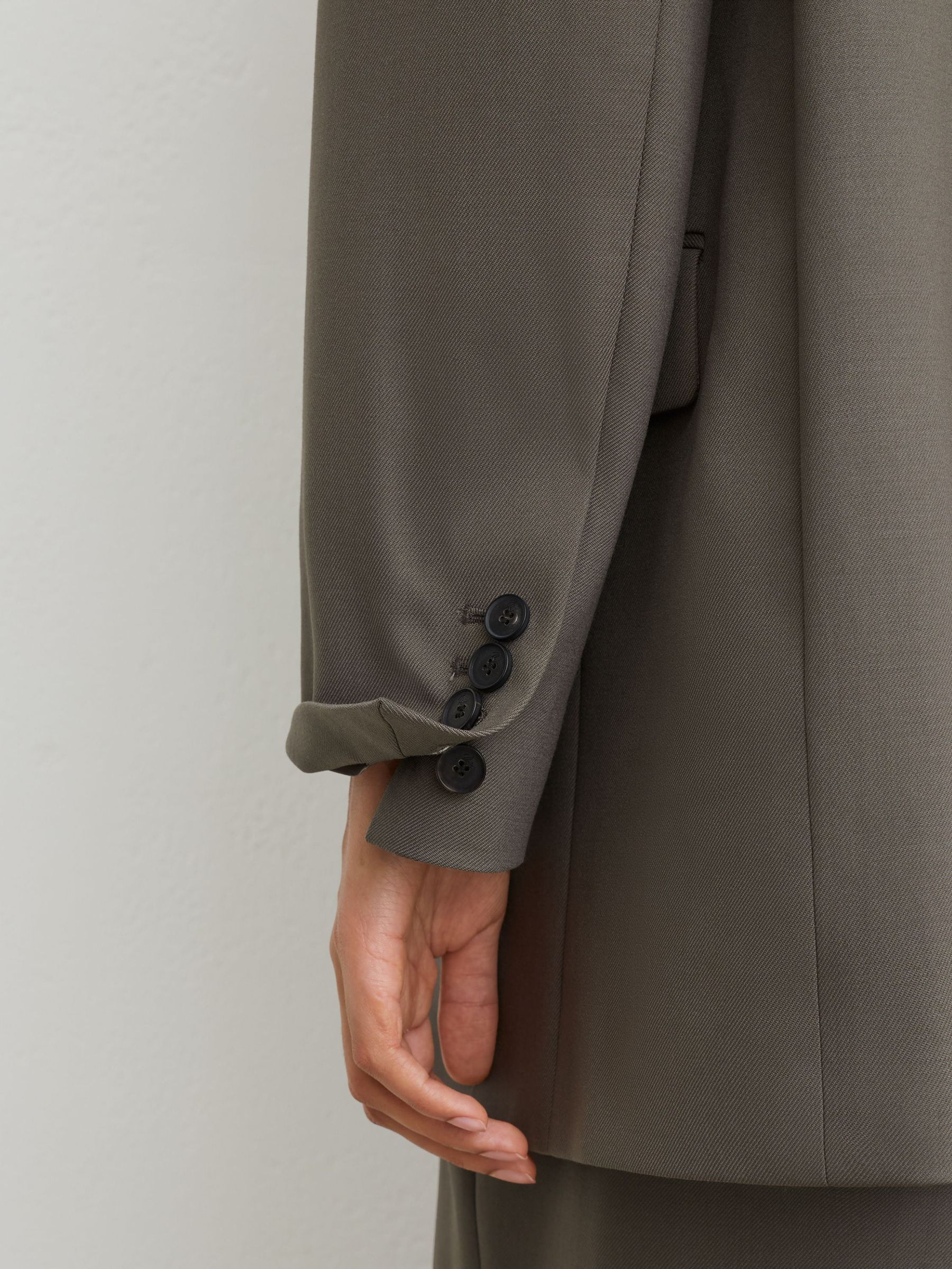 Wool-Blend Double-Breasted Oversized Suit Blazer in Sage Green - Image 6 of 7