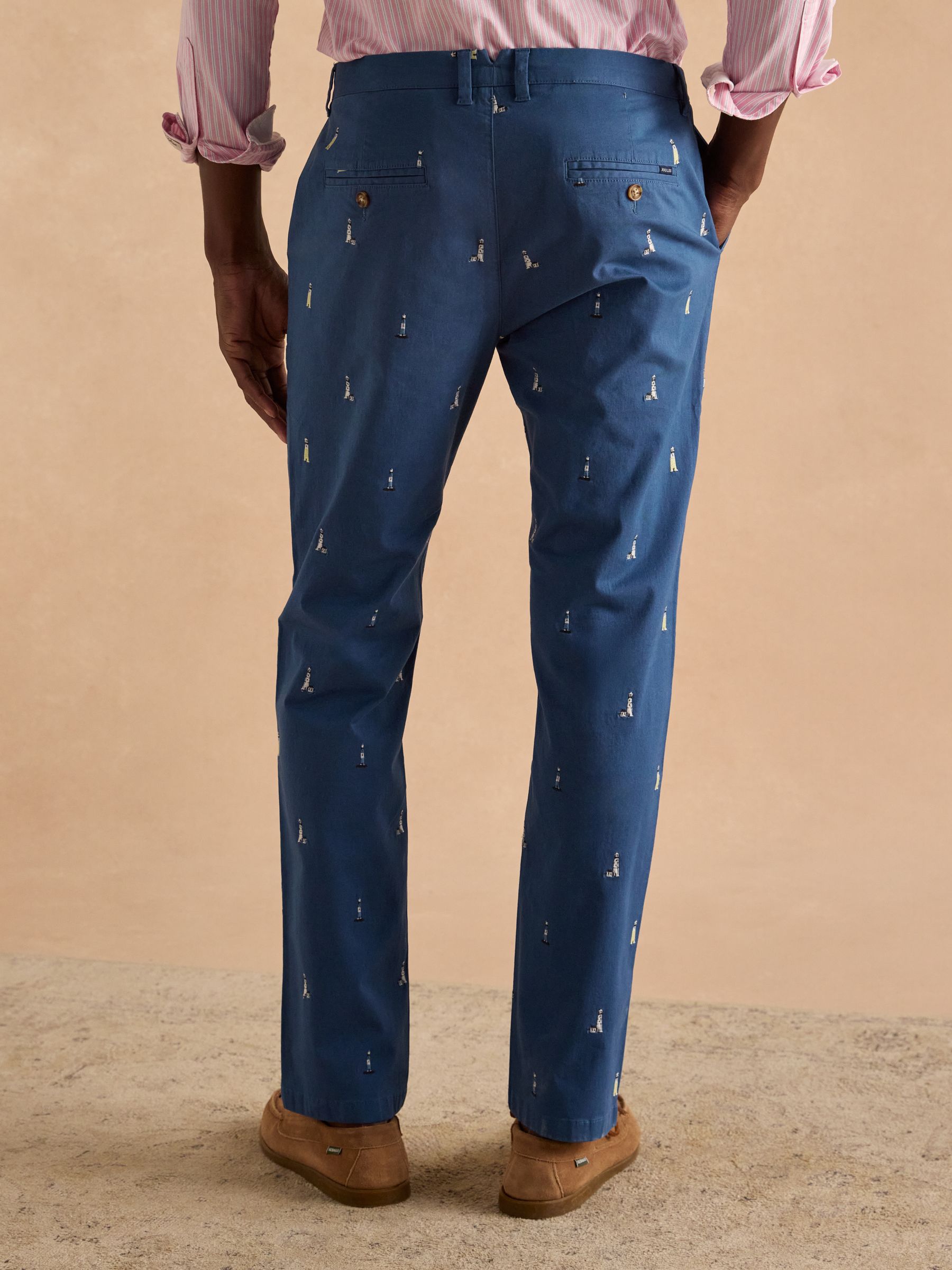 Classic Fit Blue/Ecru Chino Trousers - Image 3 of 9
