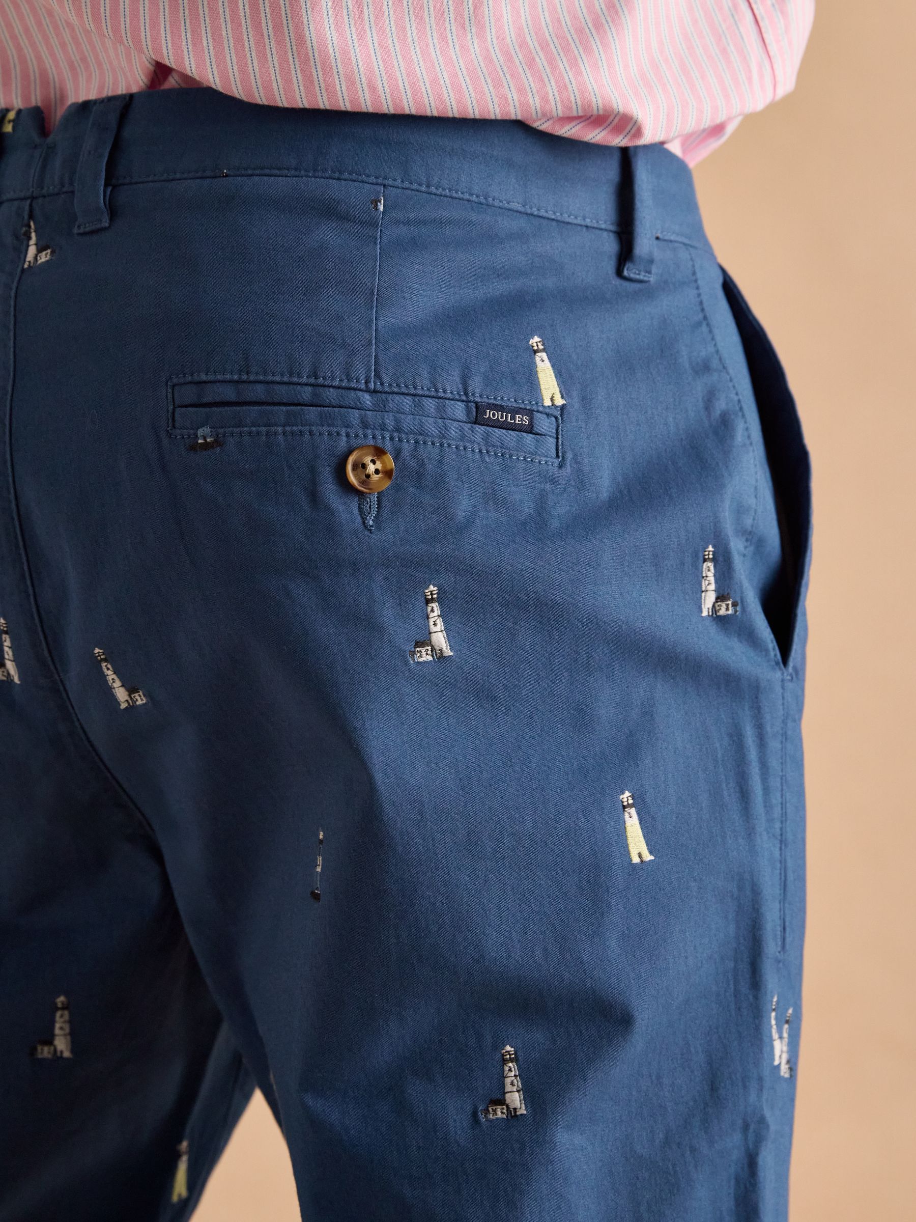 Classic Fit Blue/Ecru Chino Trousers - Image 8 of 9