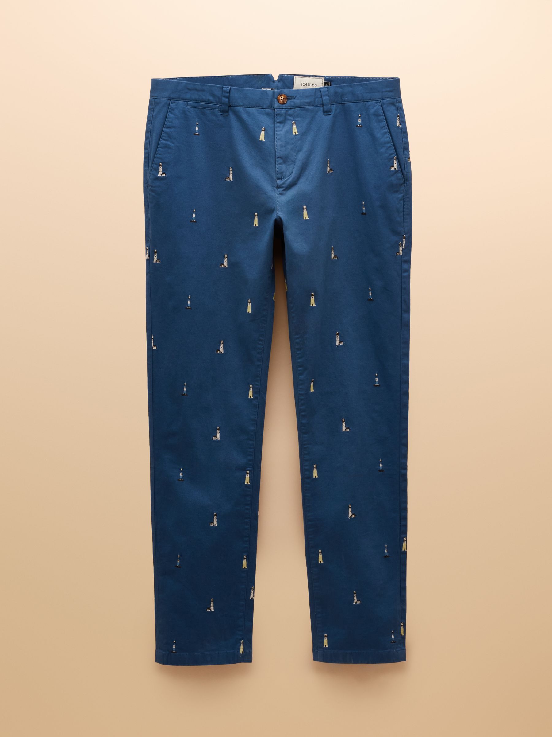 Classic Fit Blue With Lighthouse Embroidery Chino Trousers - Image 8 of 8