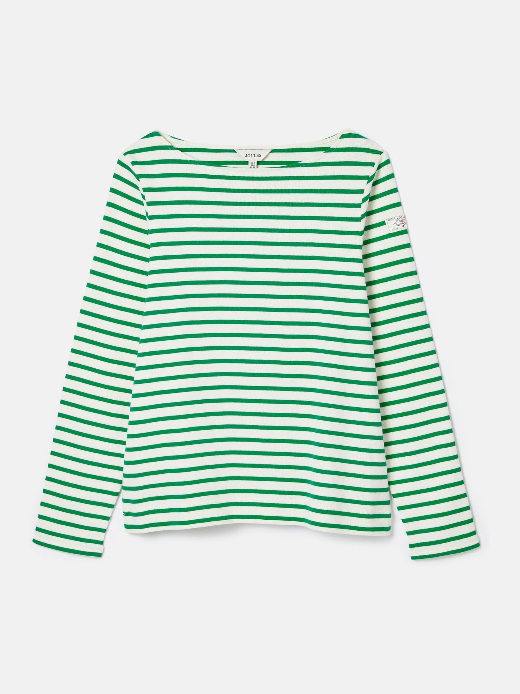 Harbour Green/ White Boat Neck Long Sleeve Breton Stripe Top - Image 6 of 6 Harbour Green/ White Boat Neck Long Sleeve Breton Stripe Top - Image 6 of 6