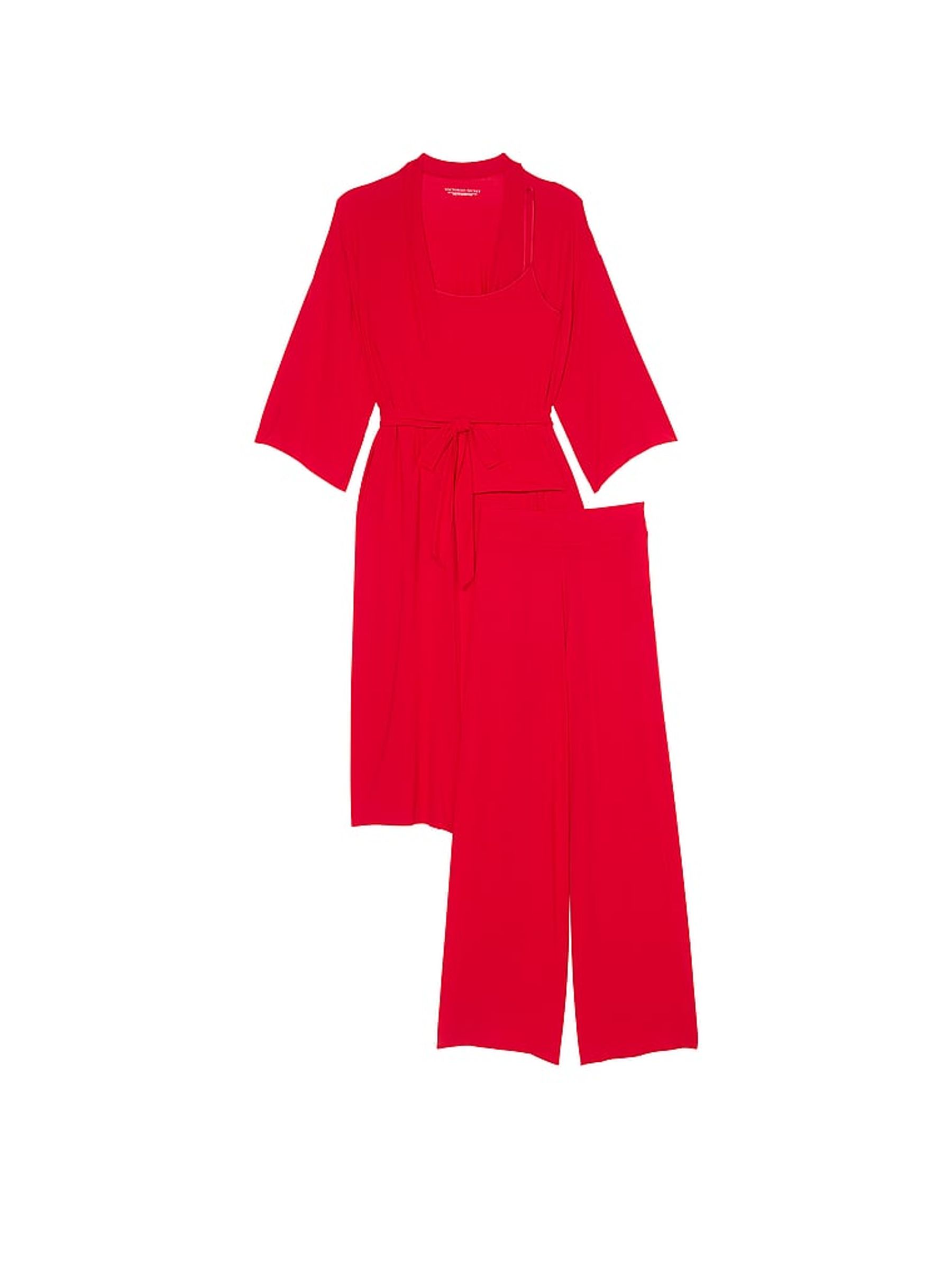 Lipstick Red Modal Soft 3-Piece Pyjama Set - Image 3 of 3
