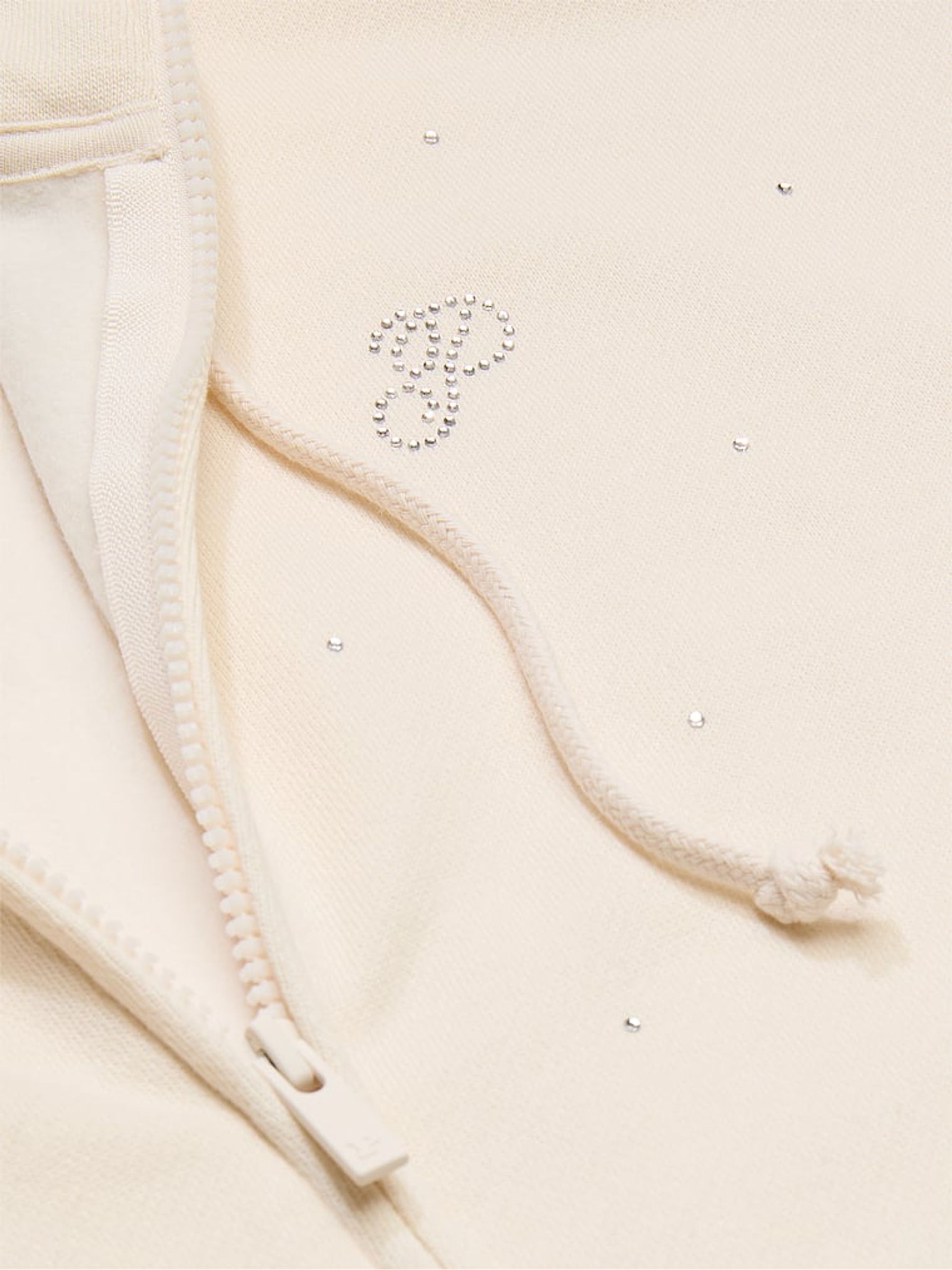 White Shell Zip Up Diamante Fleece Hoodie - Image 4 of 4