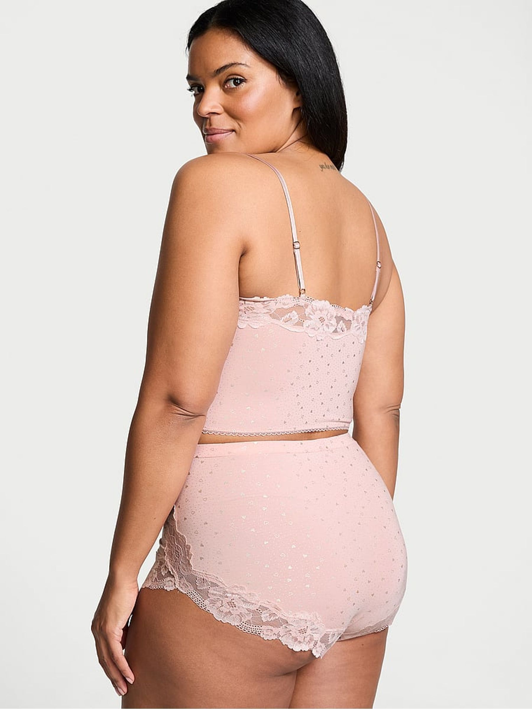 Pink Zinc Foil Heart Dot Modal Straight Neck Cami Pyjama Set - Image 2 of 3