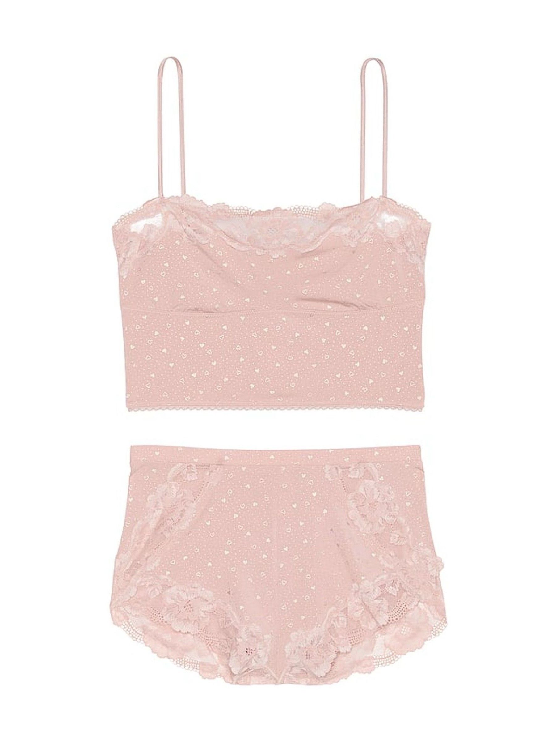 Pink Zinc Foil Heart Dot Modal Straight Neck Cami Pyjama Set - Image 3 of 3