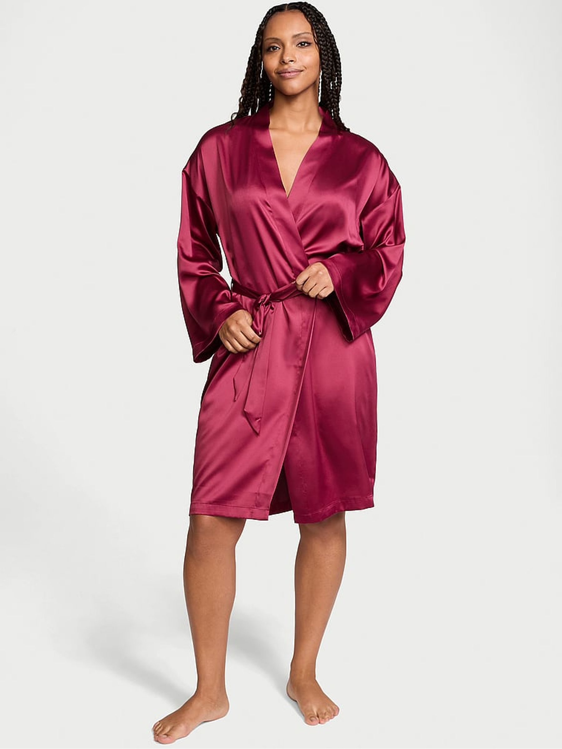 Campari Red Satin Midi Robe - Image 1 of 3