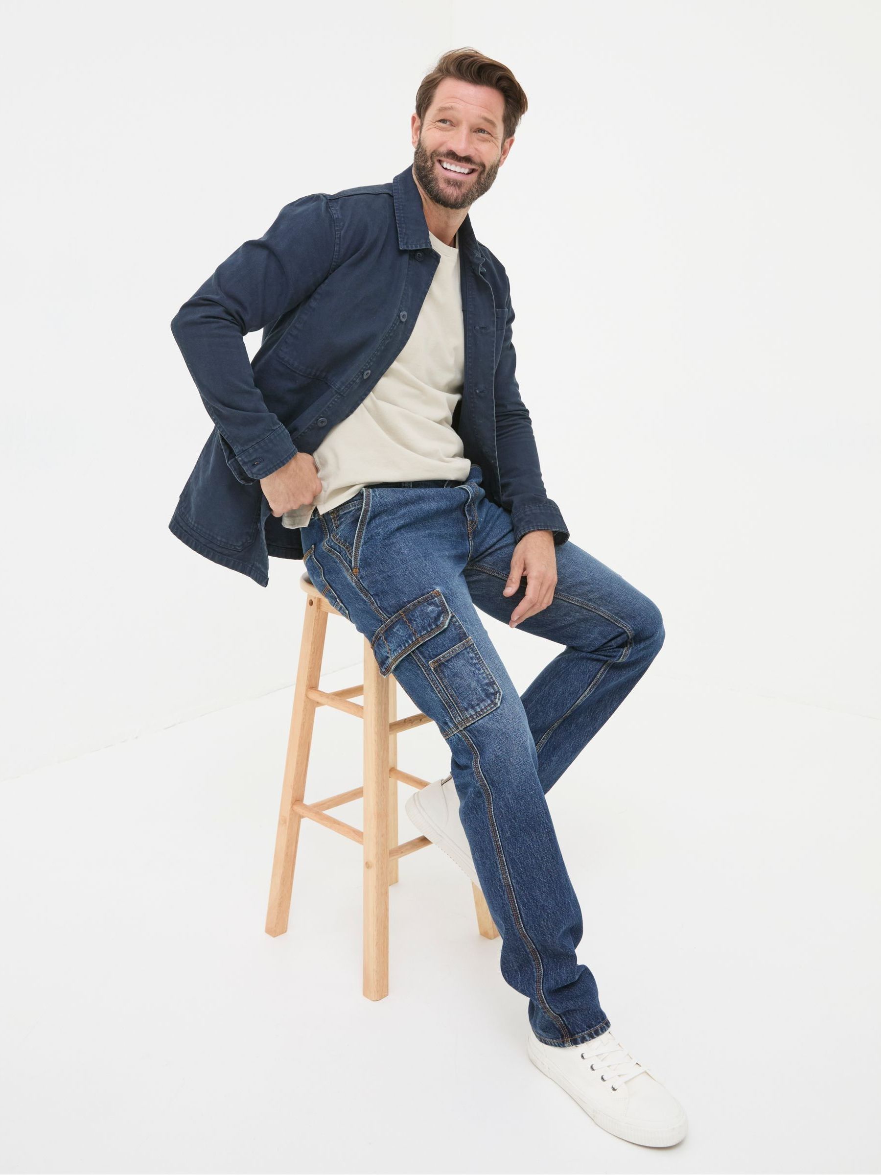 Indigo Blue Cargo Jeans - Image 3 of 6