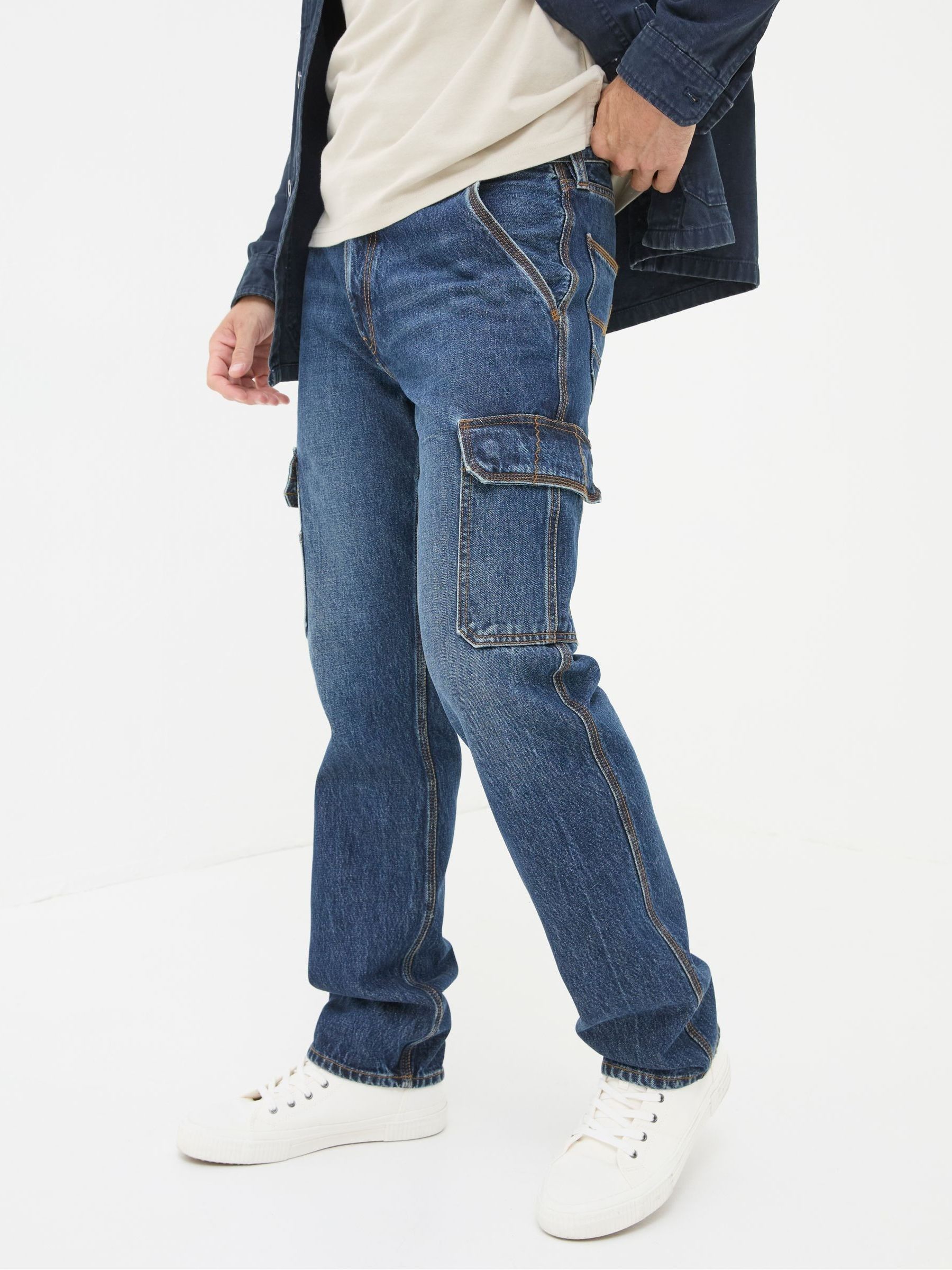 Indigo Blue Cargo Jeans - Image 4 of 6