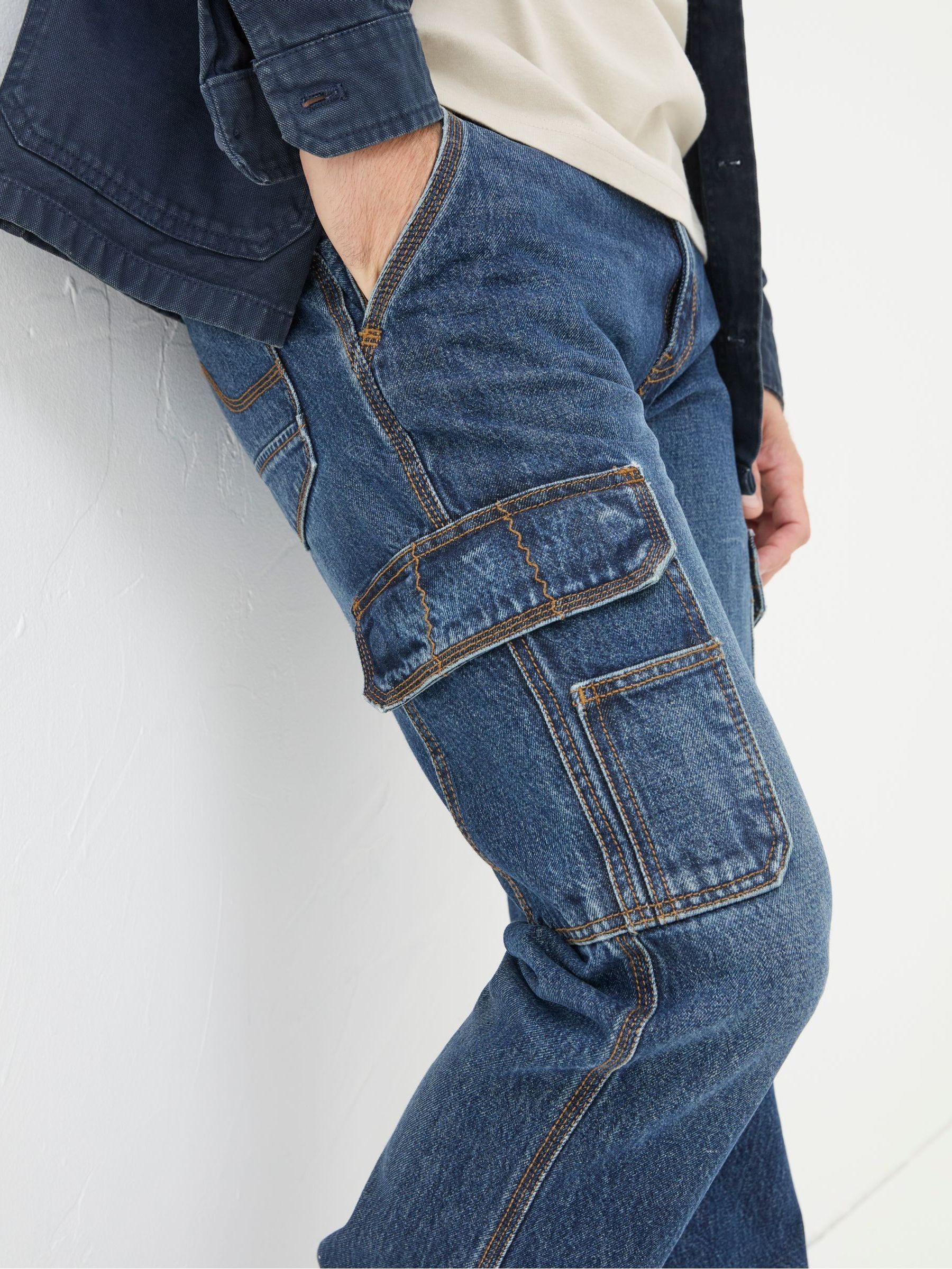 Indigo Blue Cargo Jeans - Image 5 of 6