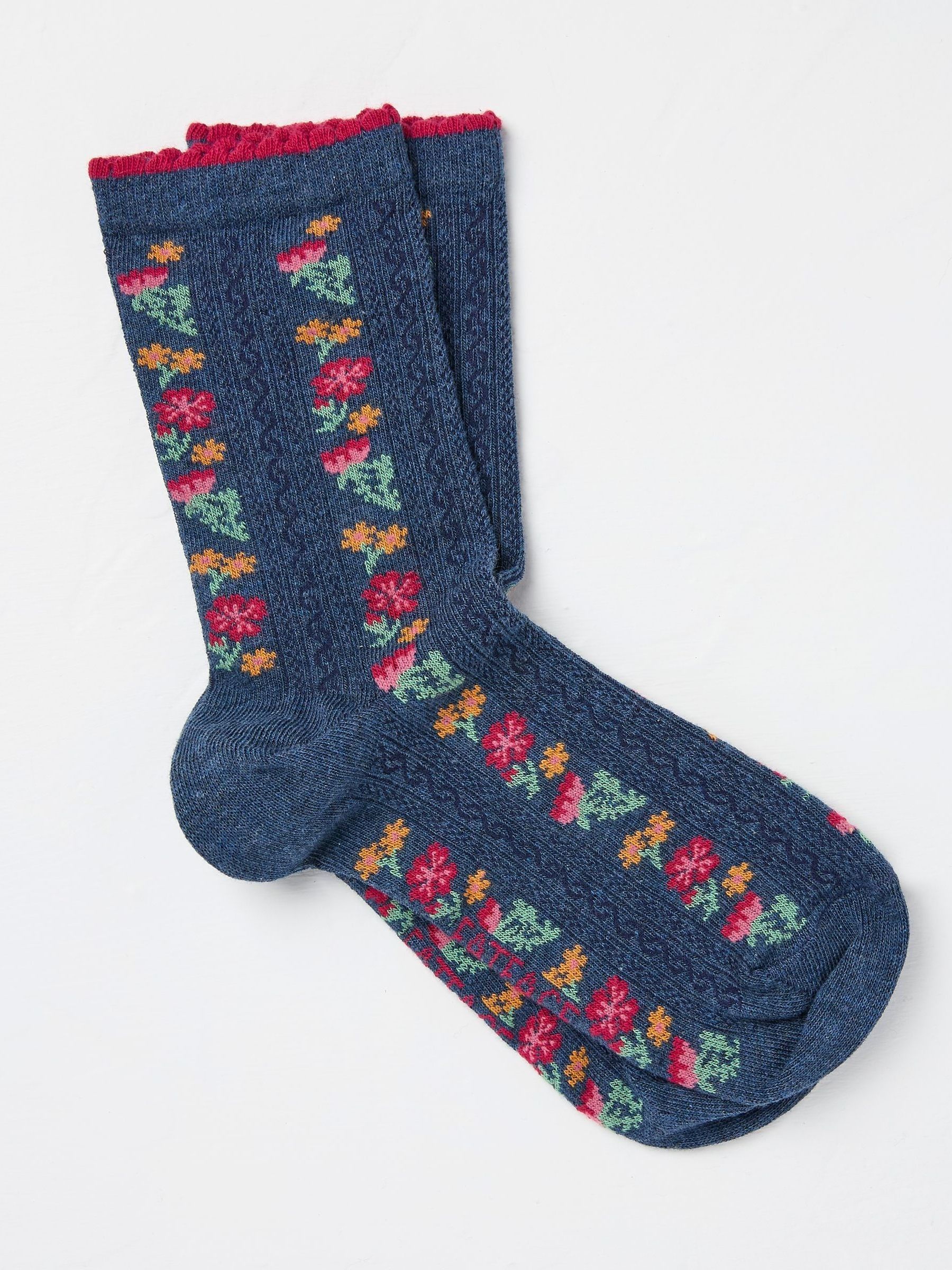 Blue Floral Womens Socks 1 Pack (size 4-7) - Image 1 of 2
