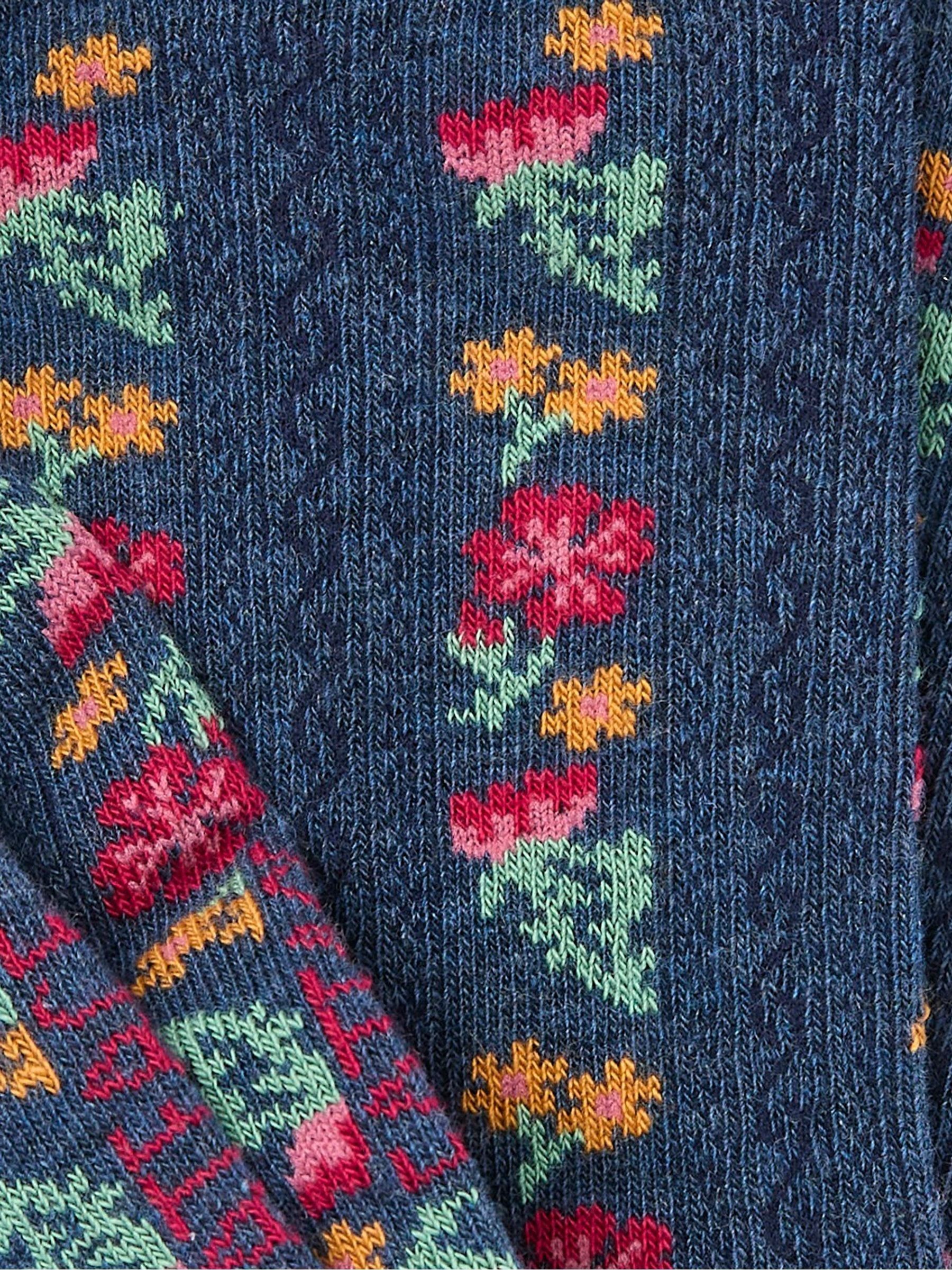 Blue Floral Womens Socks 1 Pack (size 4-7) - Image 2 of 2