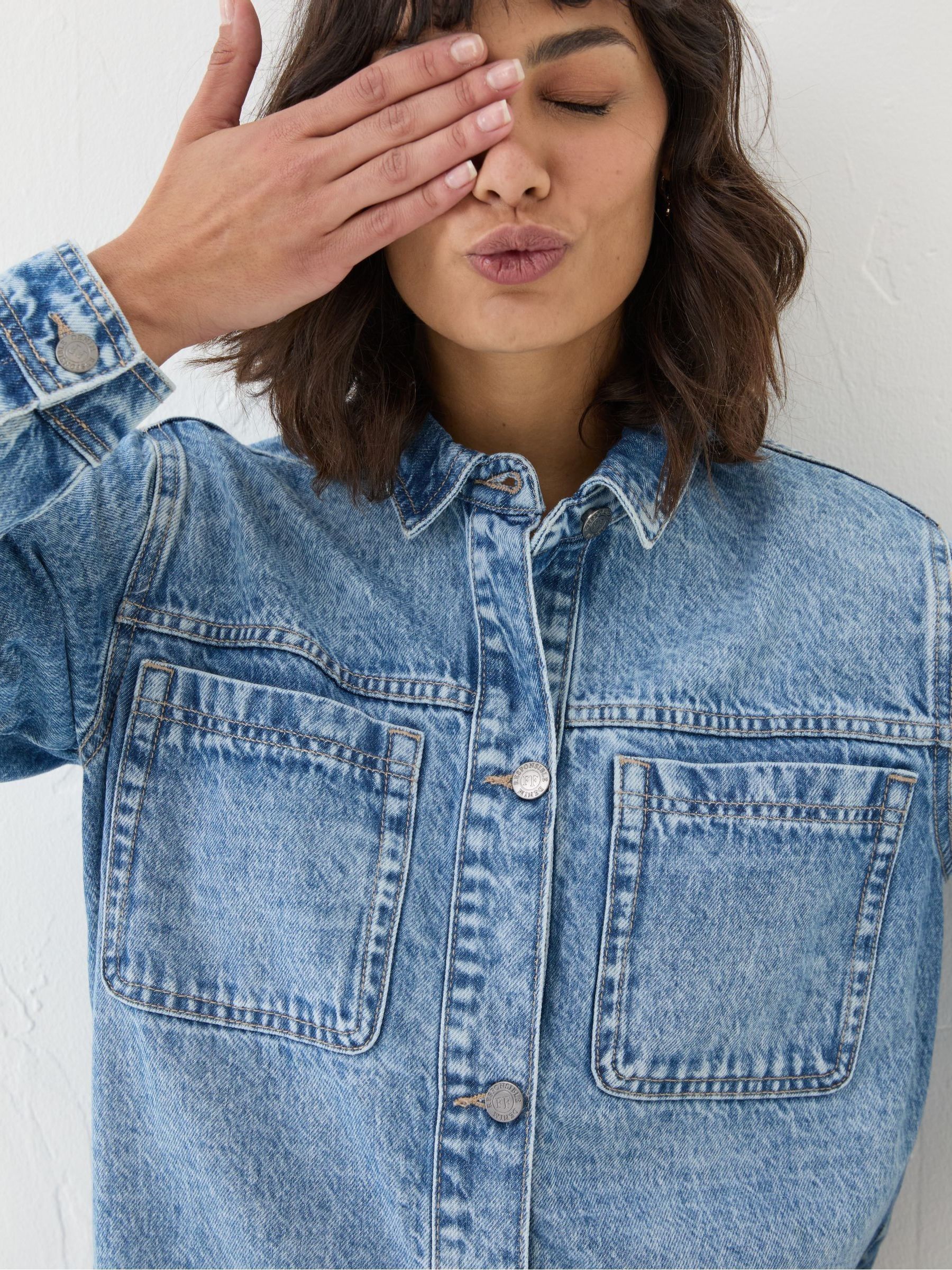 Drew Blue Denim Overshirt - Image 5 of 6