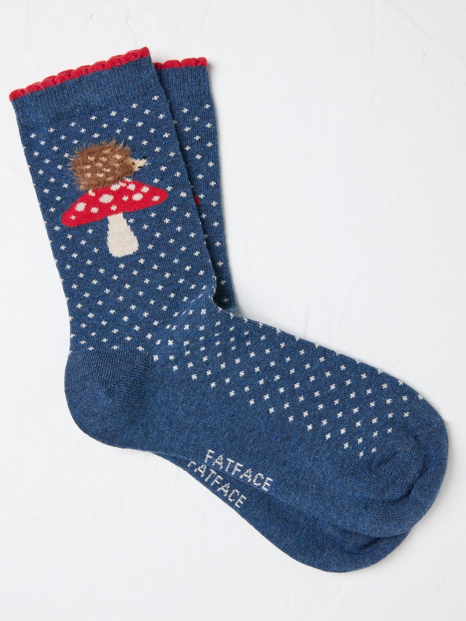 Blue Fluffy Hedgehog Womens Socks 1 Pack (size 4-7) - Image 1 of 2