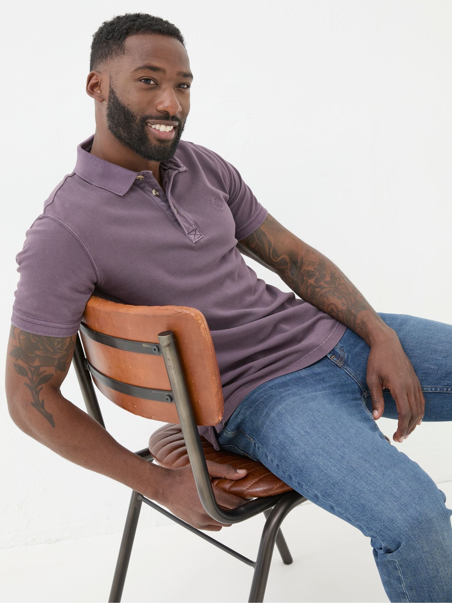 Purple Pique Polo Shirt - Image 3 of 6