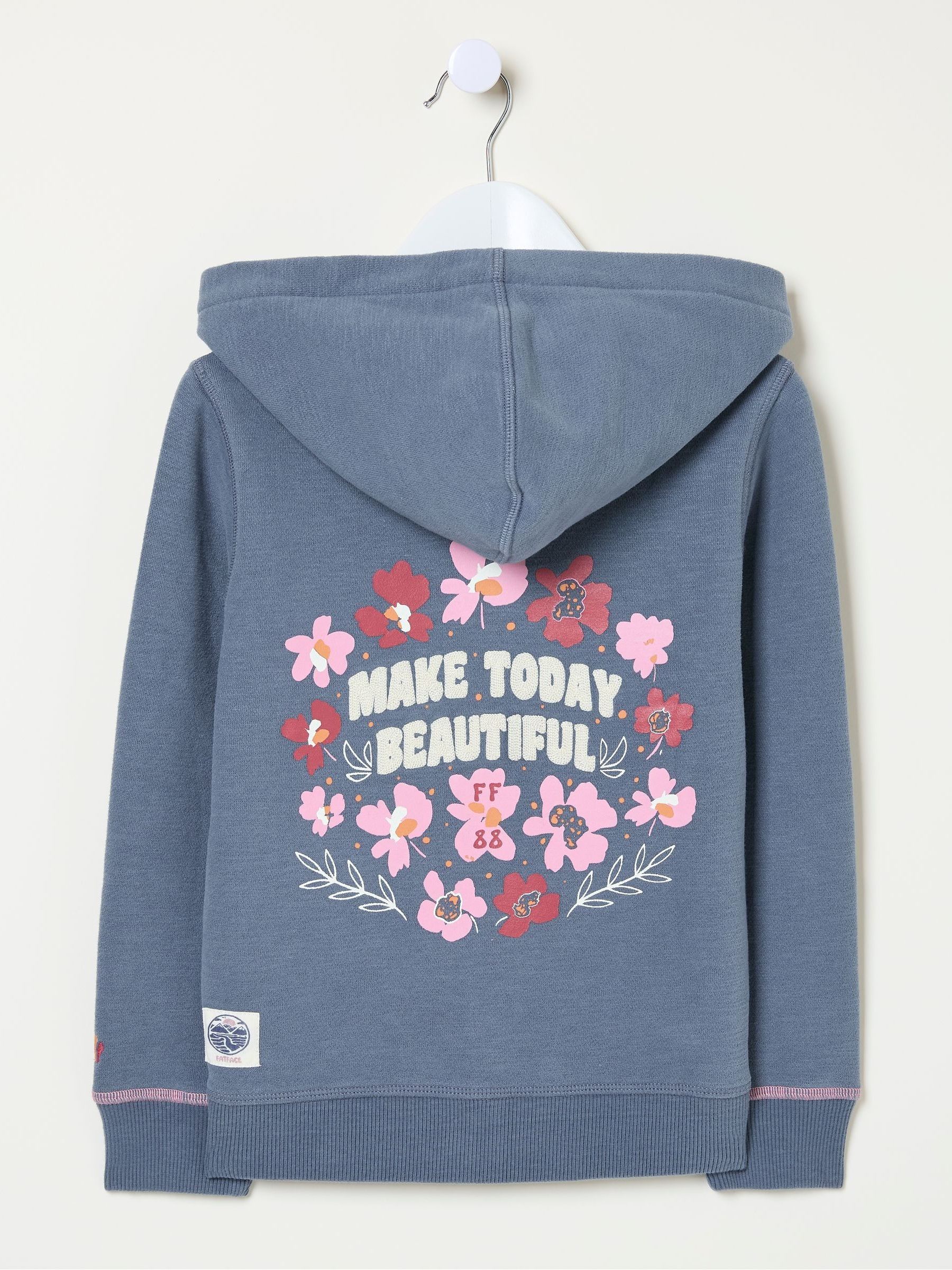 Blue Flower Zip Through Hoodie - Image 2 of 4