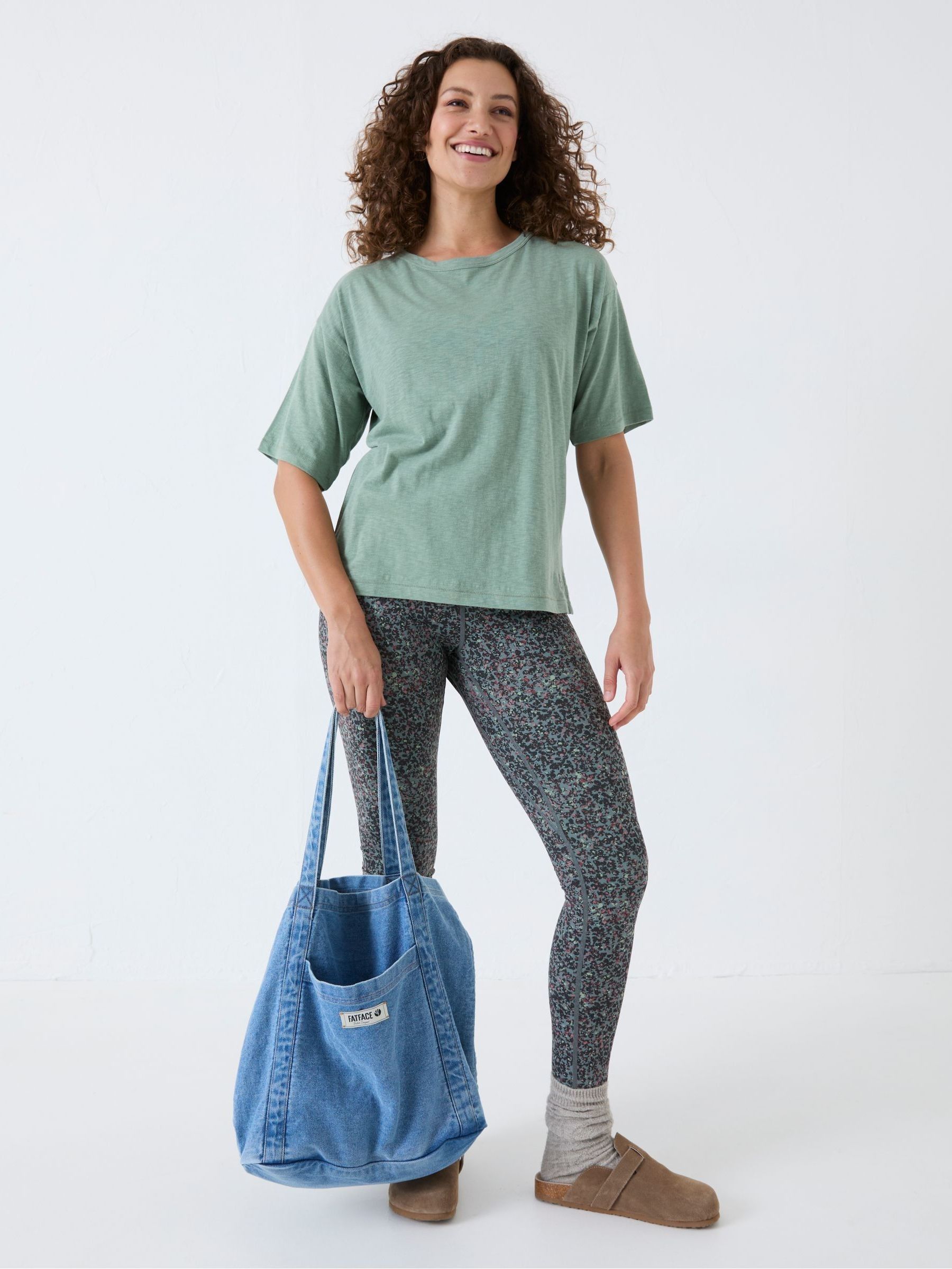 Green Cotton Blend Boxy T-Shirt - Image 1 of 5