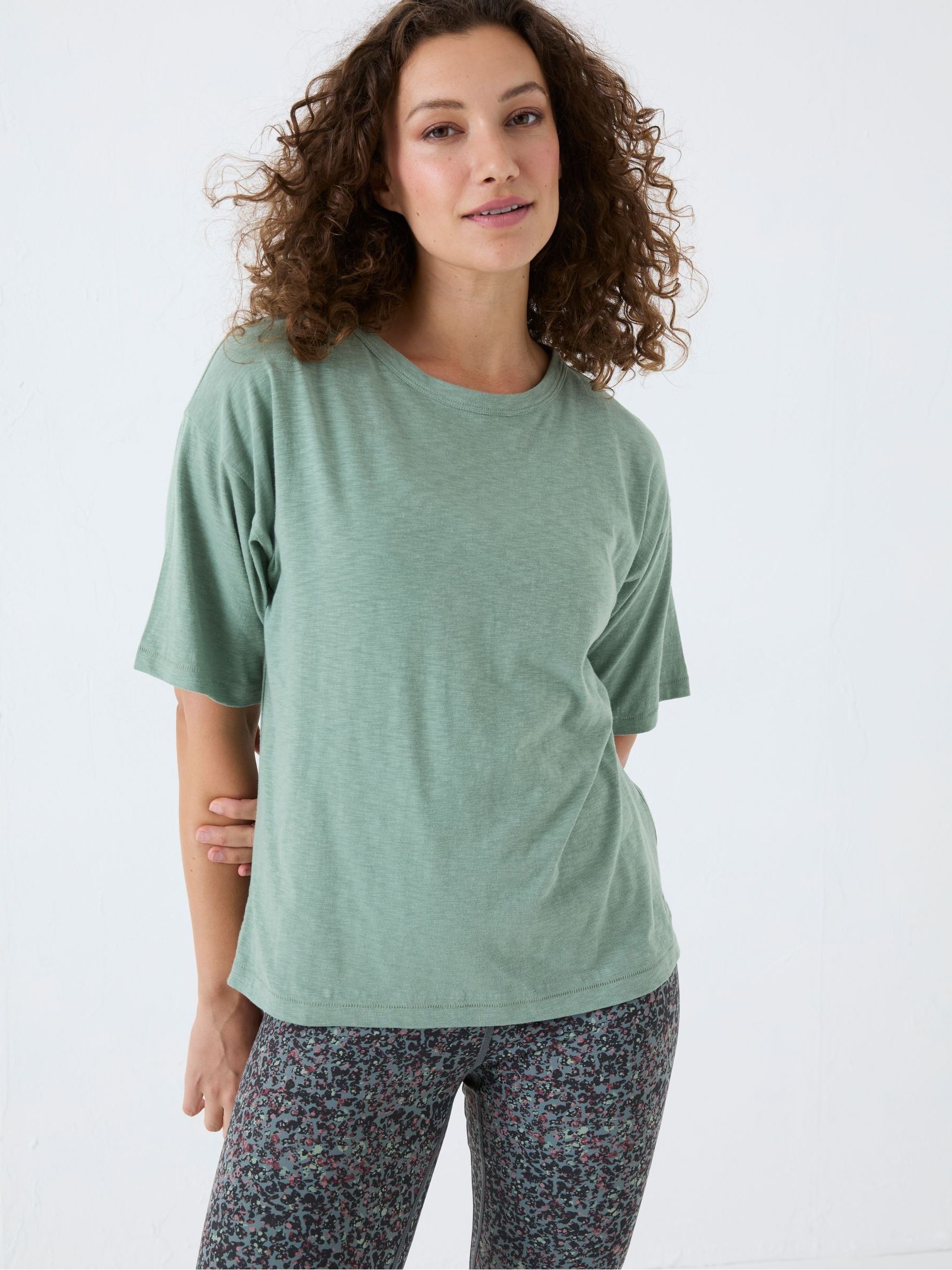 Green Cotton Blend Boxy T-Shirt - Image 2 of 5