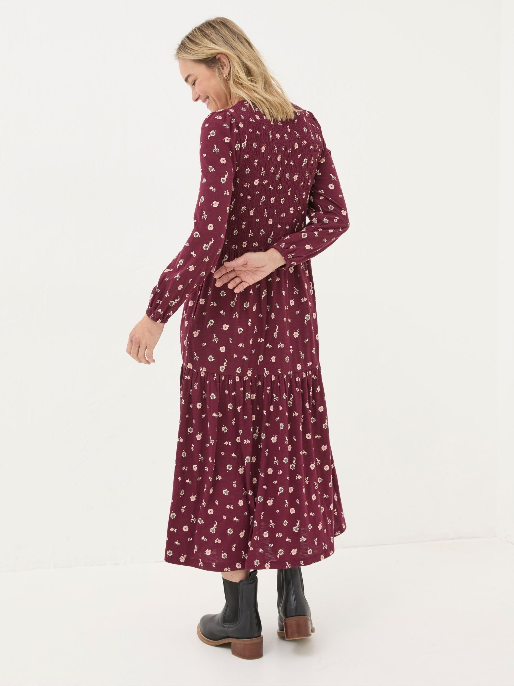 Danielle Dark Red Wild Ditsy Jersey Dress - Image 2 of 5 Danielle Dark Red Wild Ditsy Jersey Dress - Image 2 of 5