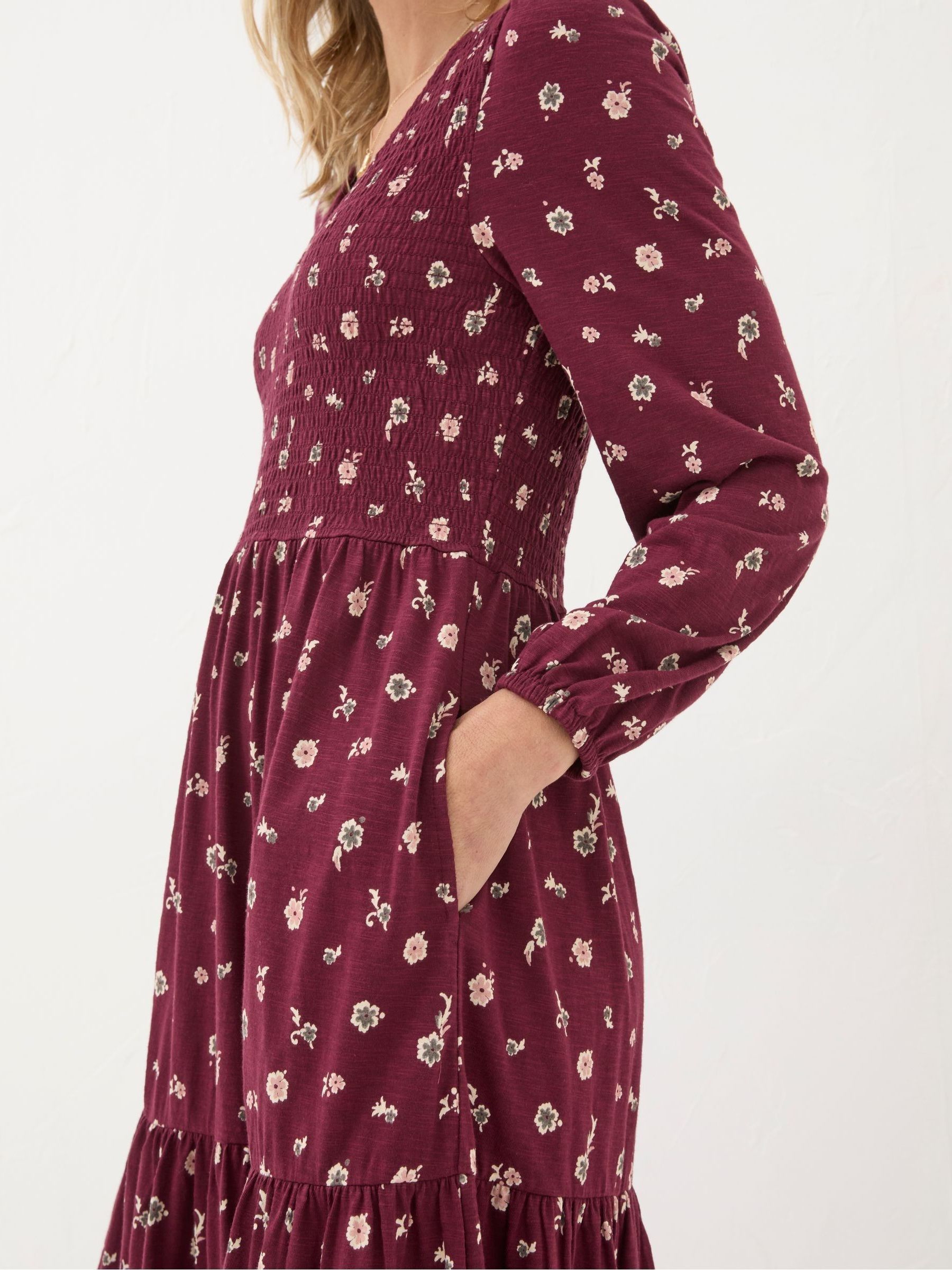 Danielle Dark Red Wild Ditsy Jersey Dress - Image 4 of 5