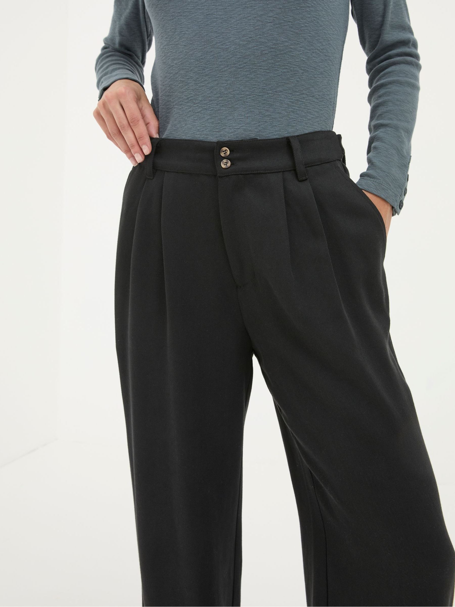 Black Ginger Wide Leg Drape Trousers - Image 4 of 6