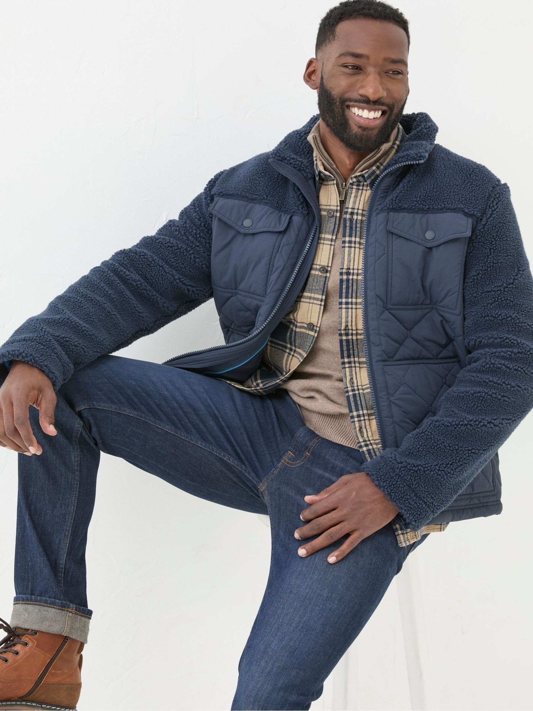 Blue Navy Calgary Borg Jacket - Image 3 of 6