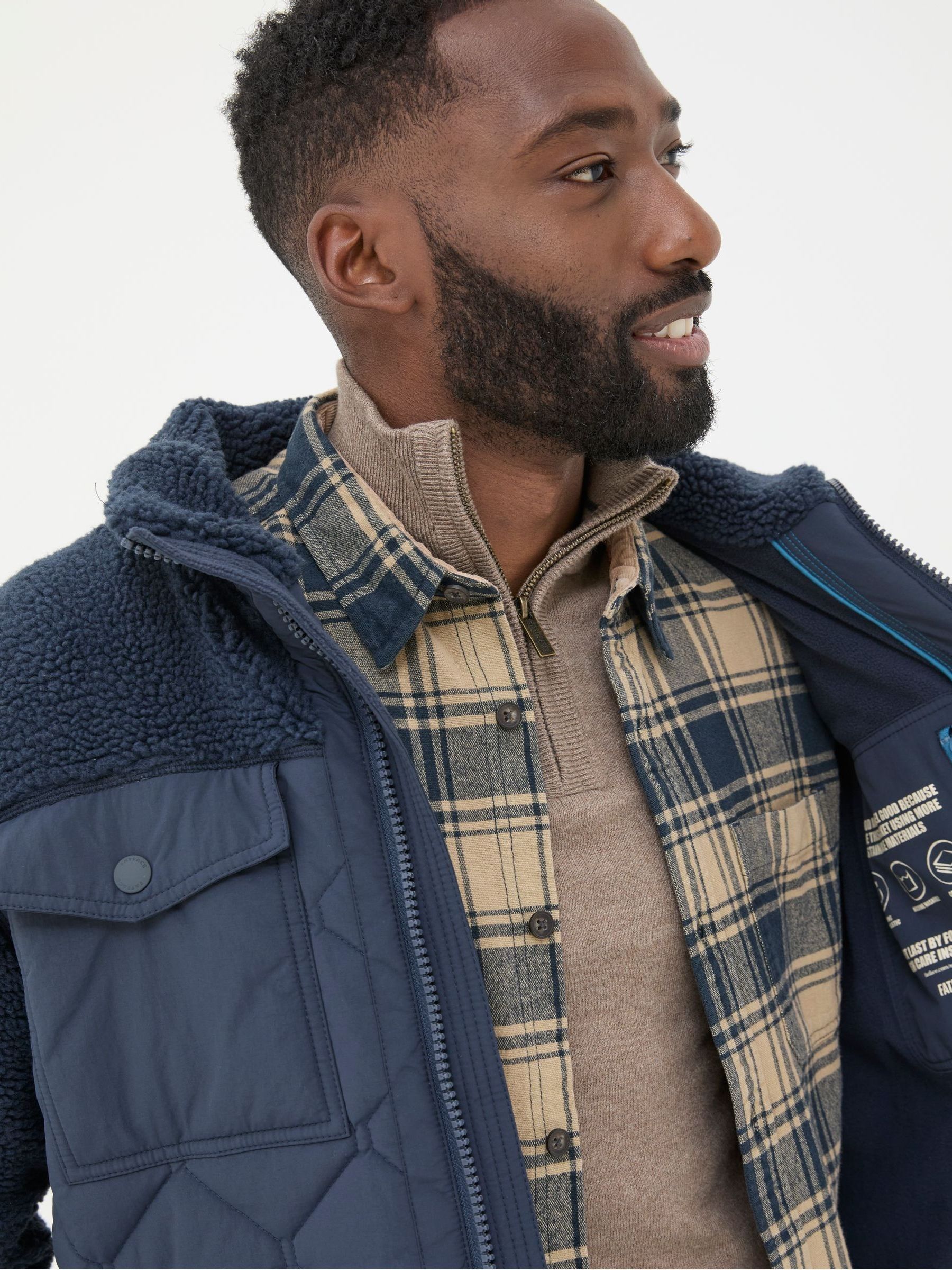 Blue Navy Calgary Borg Jacket - Image 4 of 6