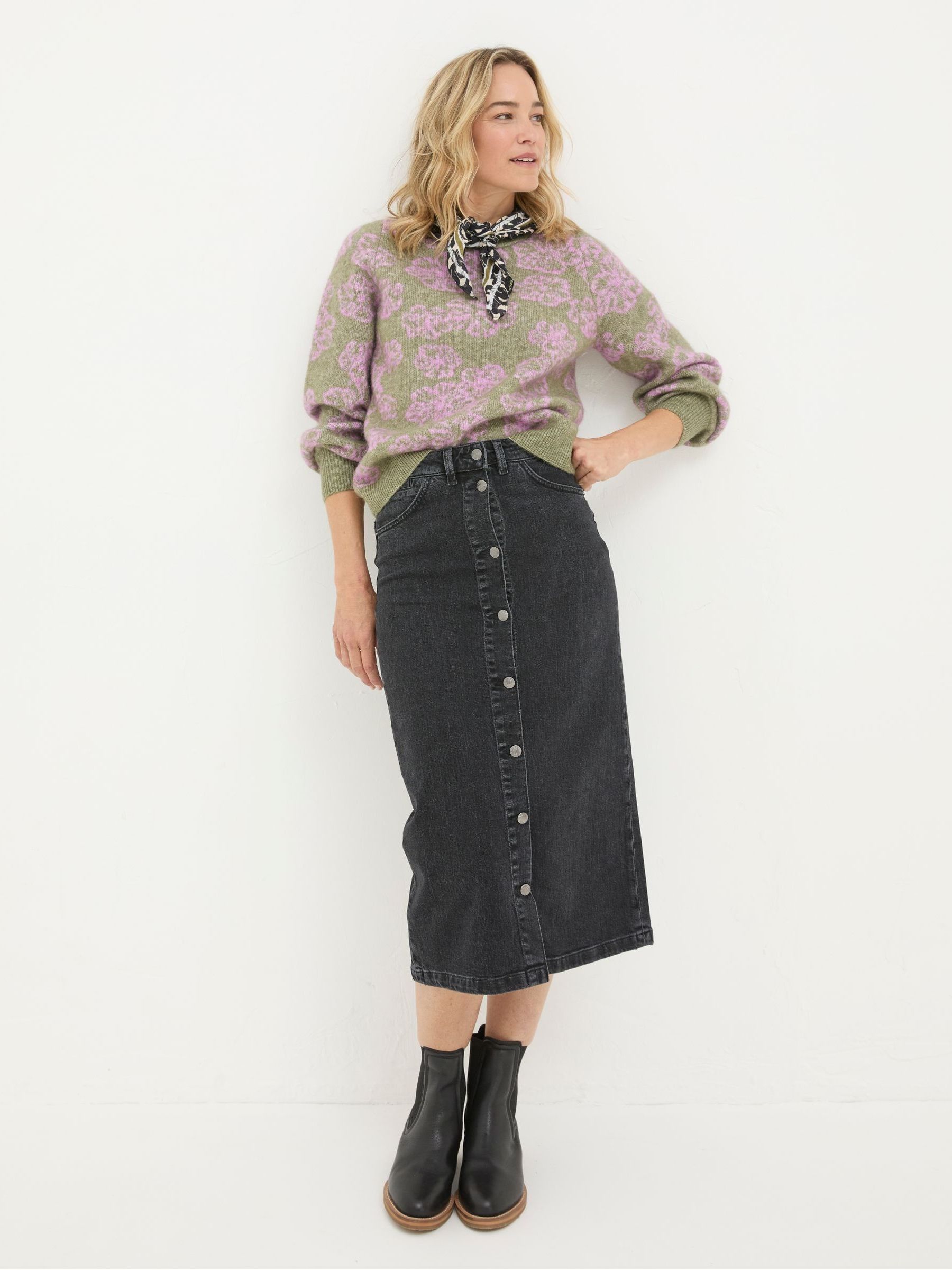Darna Black Denim Midi Skirt - Image 3 of 5