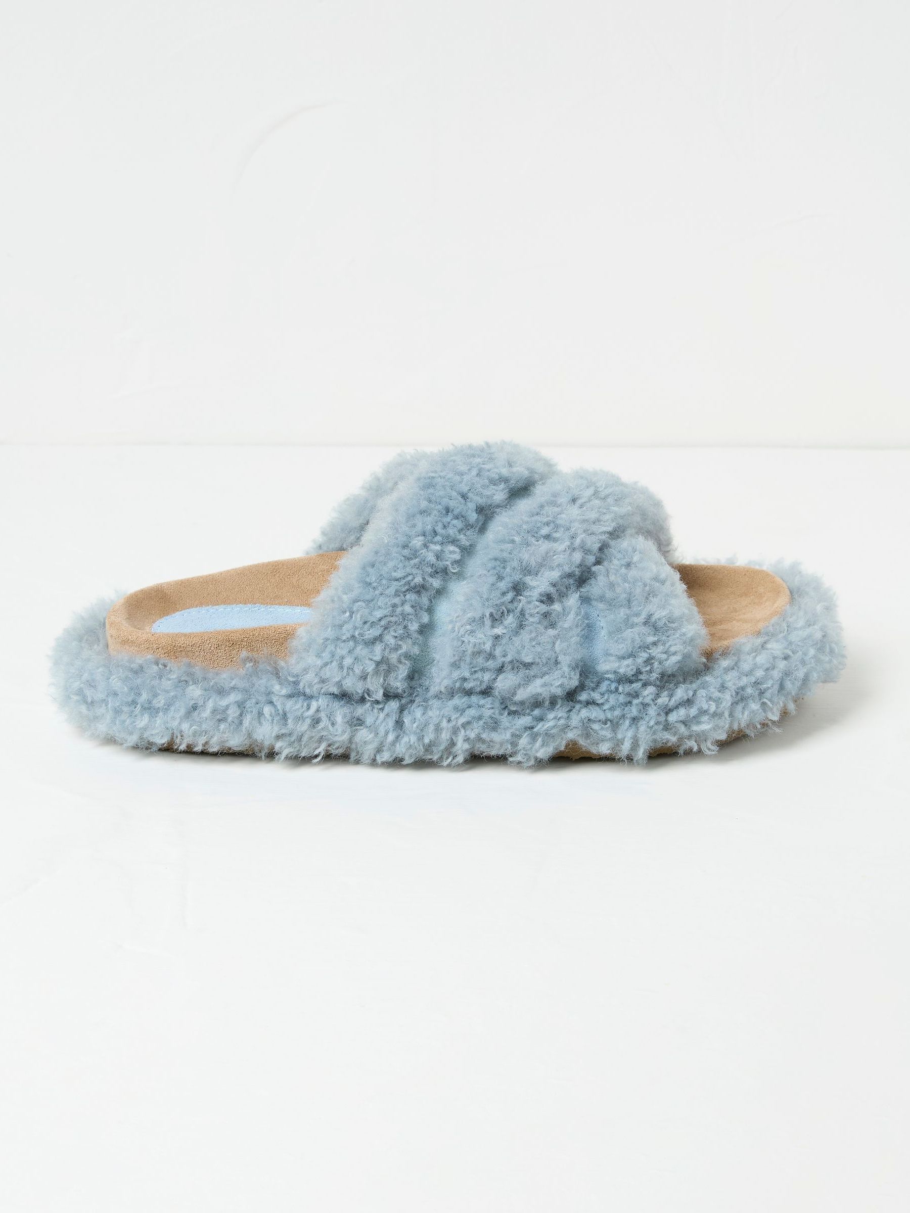 Borg Blue Crossover Slippers - Image 1 of 3