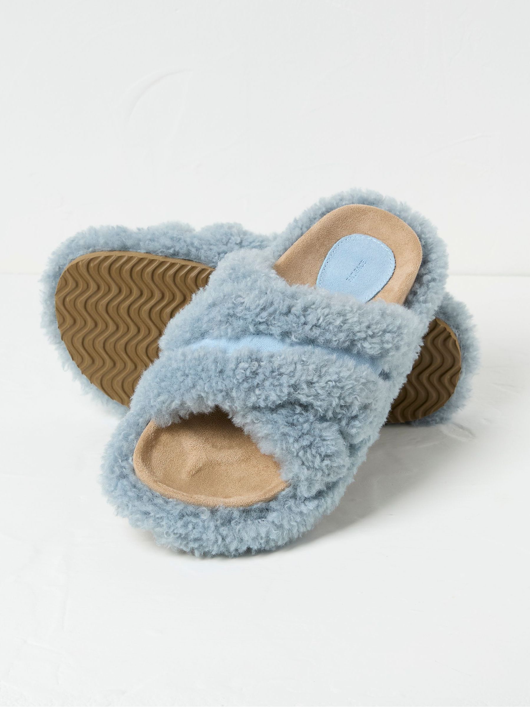 Borg Blue Crossover Slippers - Image 2 of 3