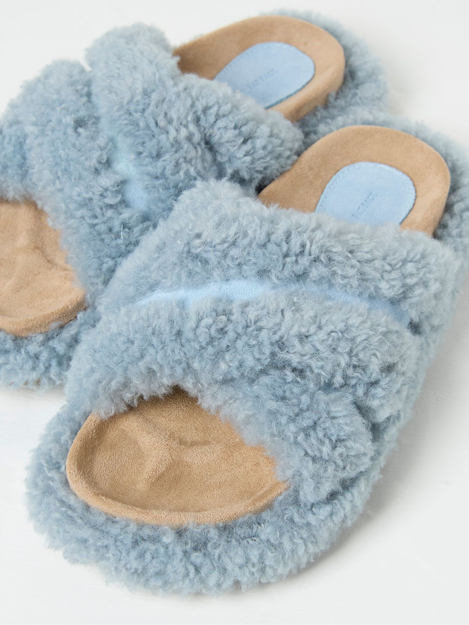 Borg Blue Crossover Slippers - Image 3 of 3