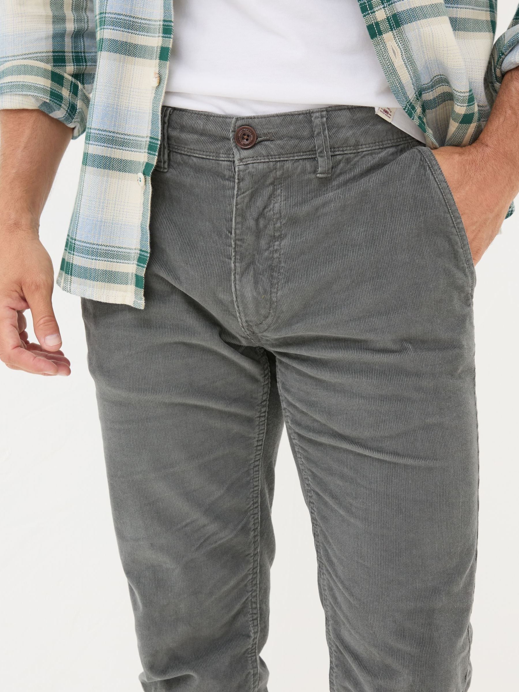 Grey Straight Cord Trousers - Image 4 of 5