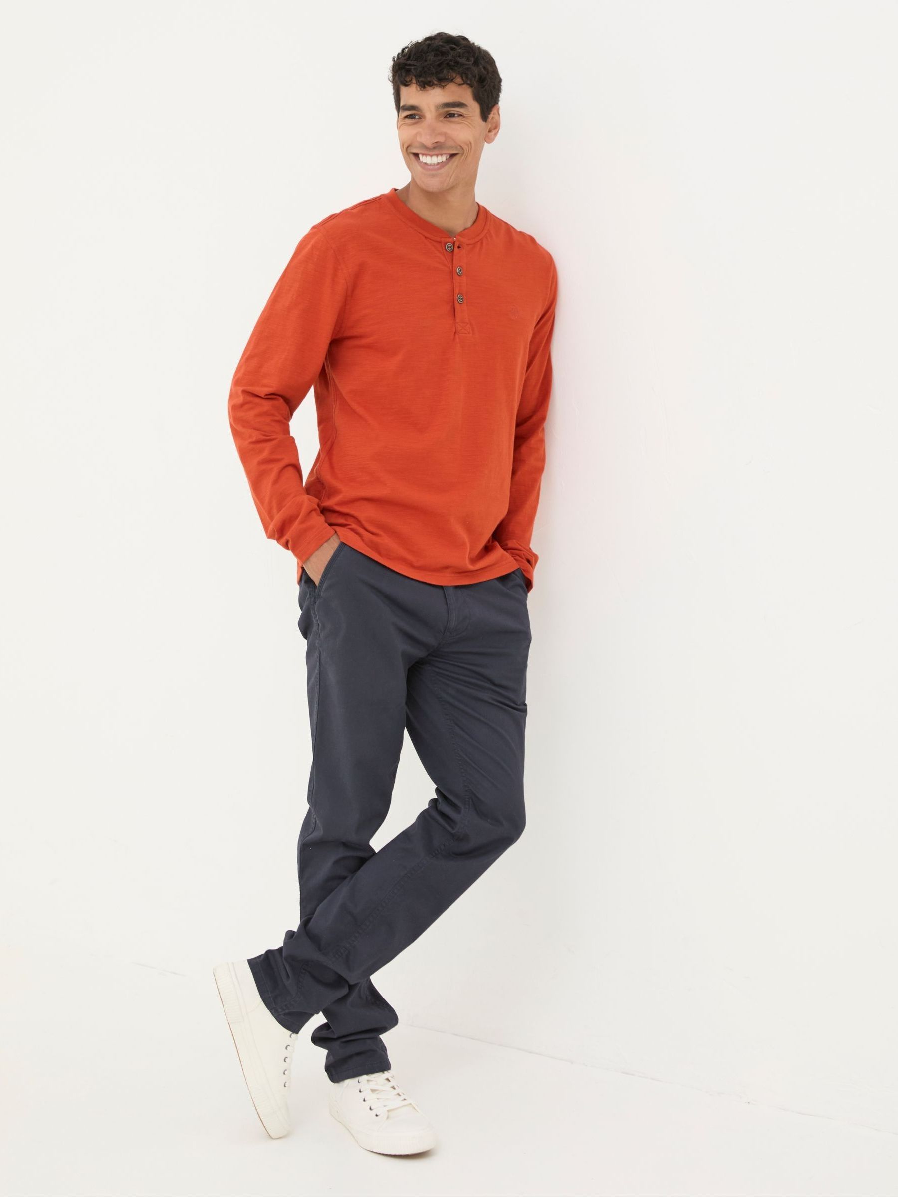 Burnt Orange Woodside Slub Henley - Image 5 of 5