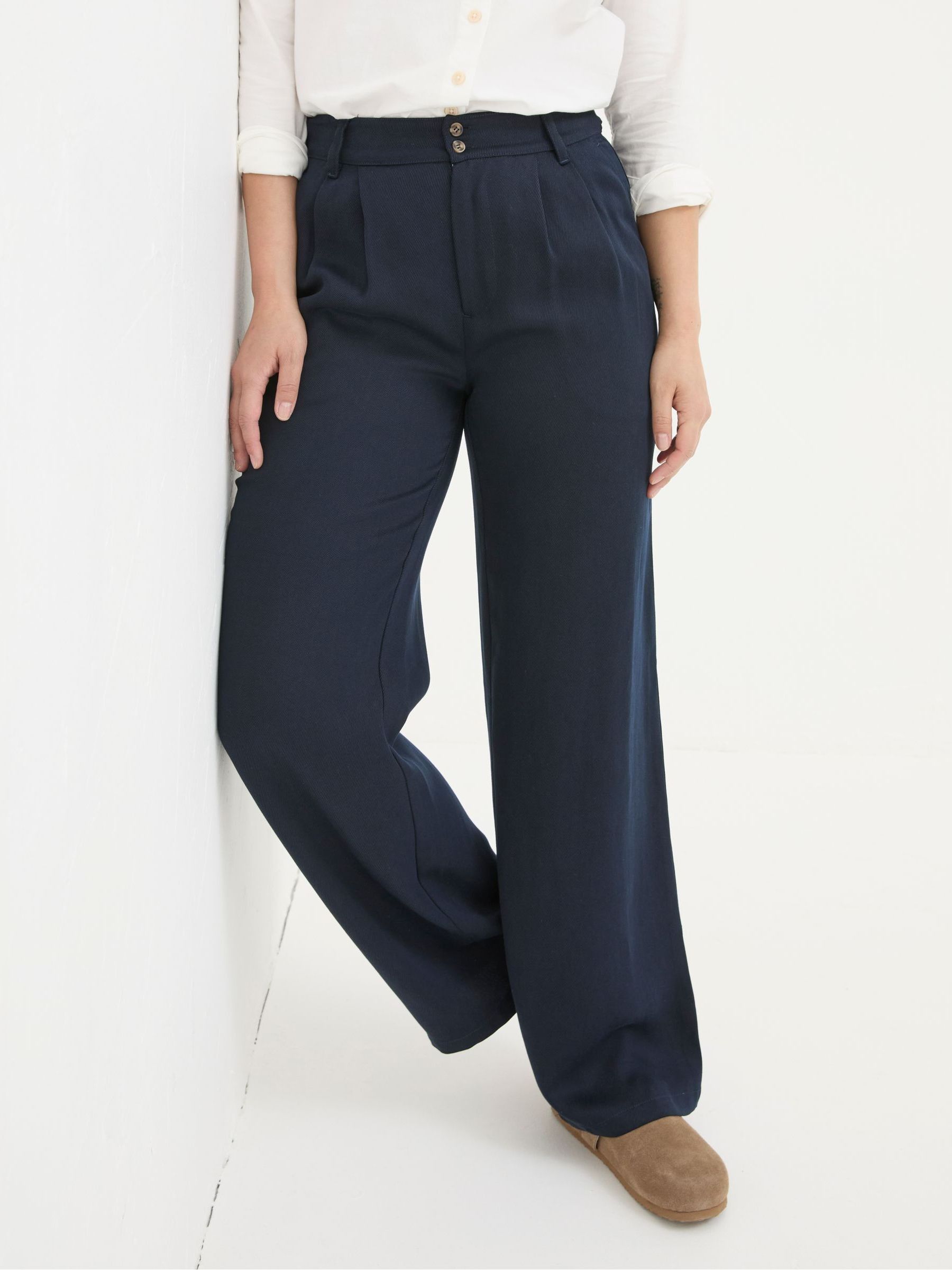 Navy Ginger Wide Leg Drape Trousers - Image 2 of 7