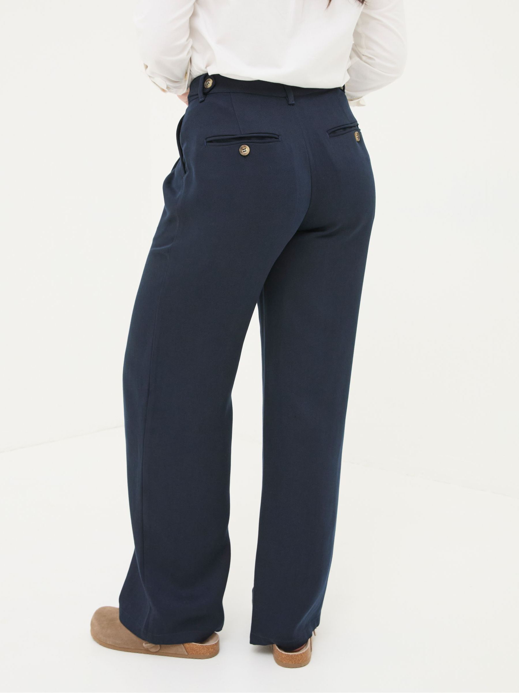 Navy Ginger Wide Leg Drape Trousers - Image 3 of 7