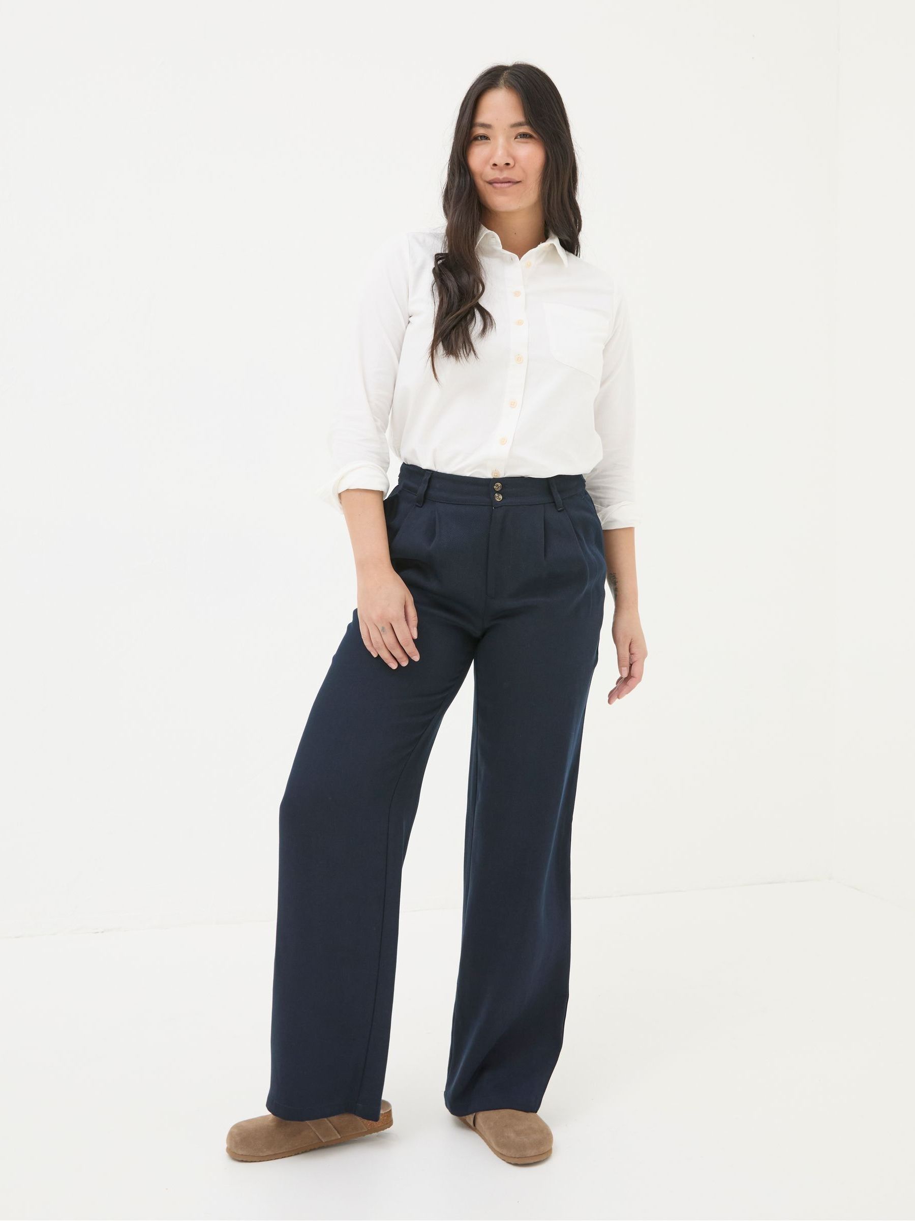 Navy Ginger Wide Leg Drape Trousers - Image 4 of 7