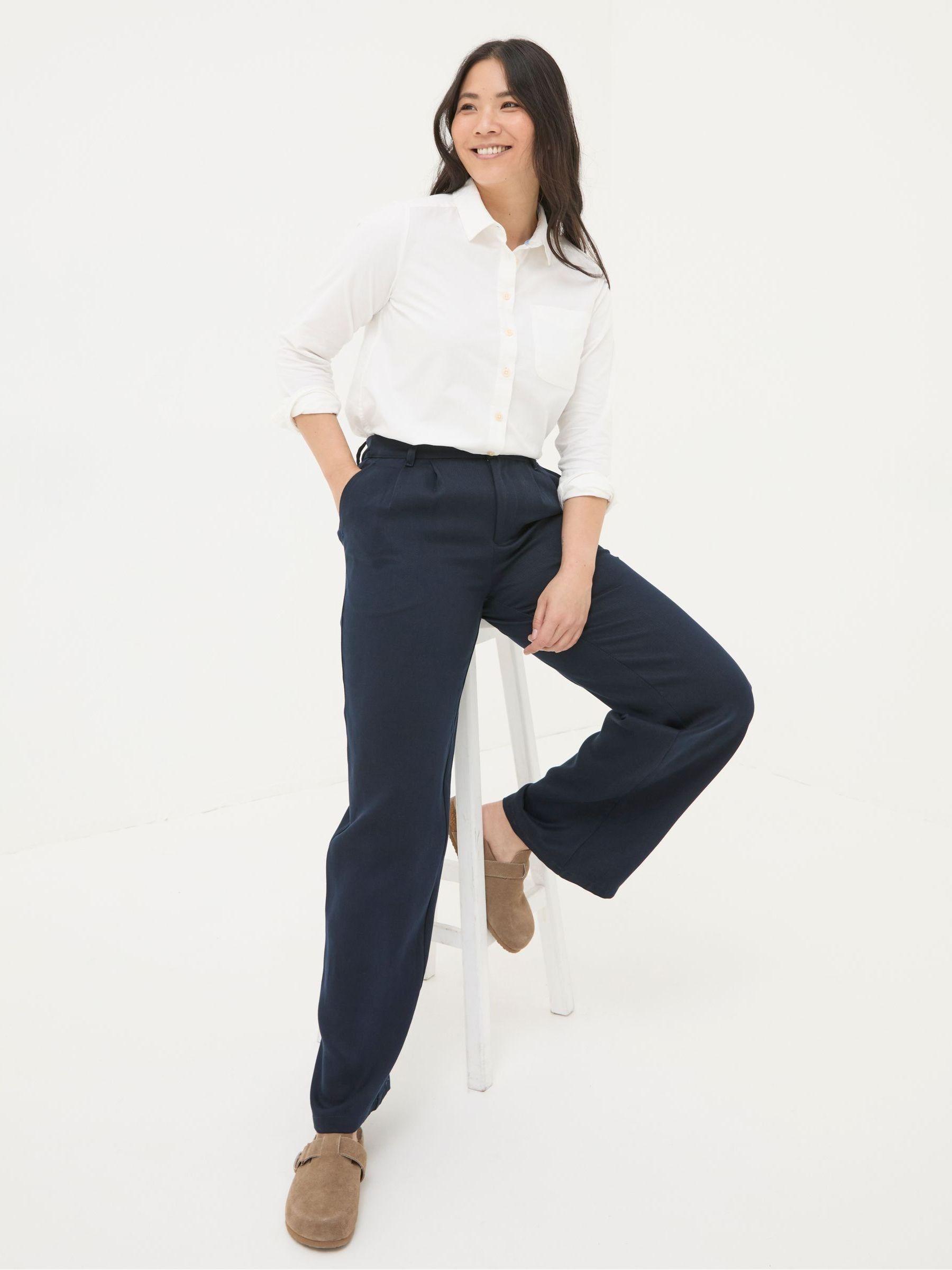 Navy Ginger Wide Leg Drape Trousers - Image 5 of 7