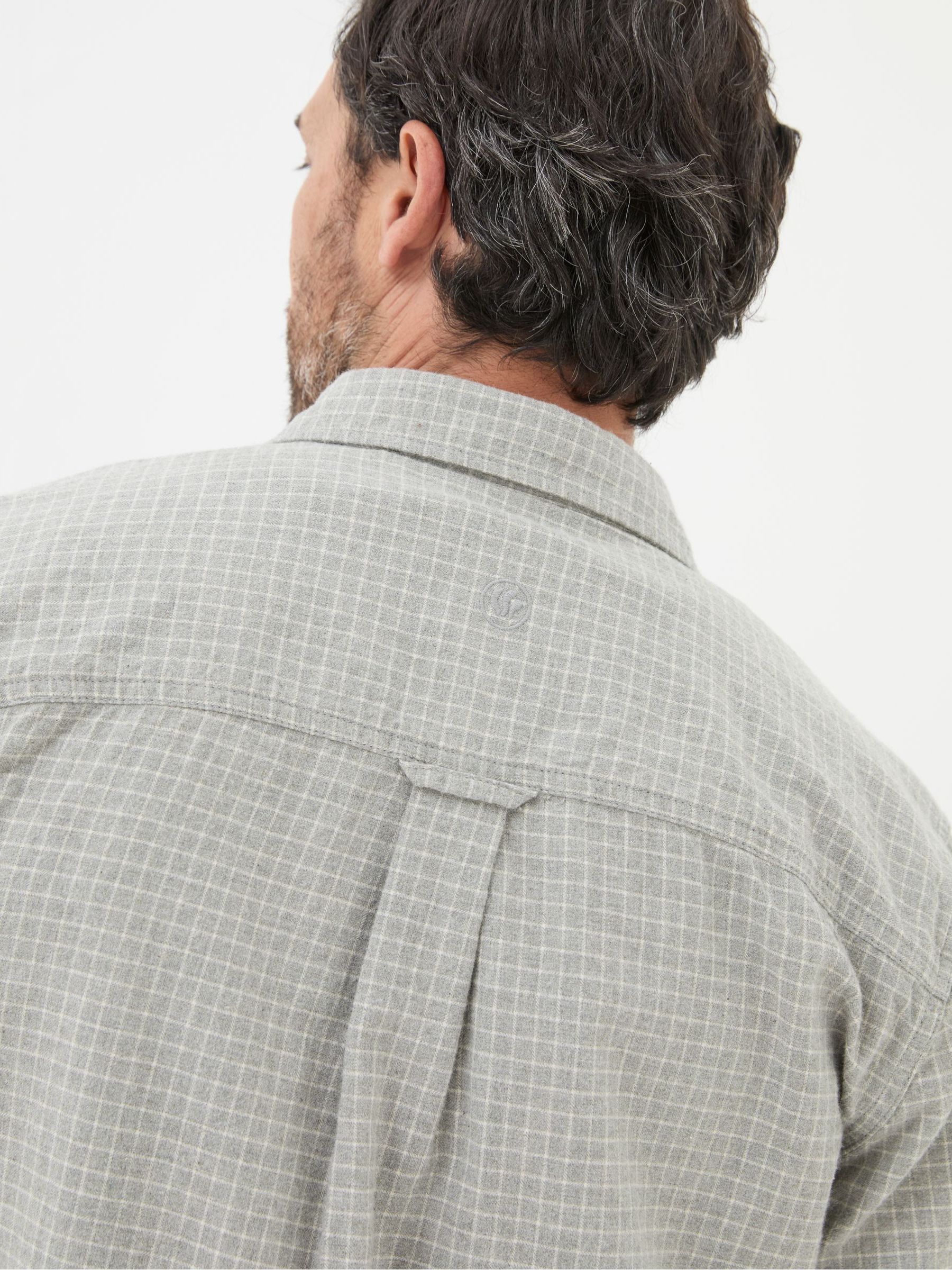 Grey Long Sleeve Grantham Grid Check 100% Cotton Shirt - Image 5 of 6