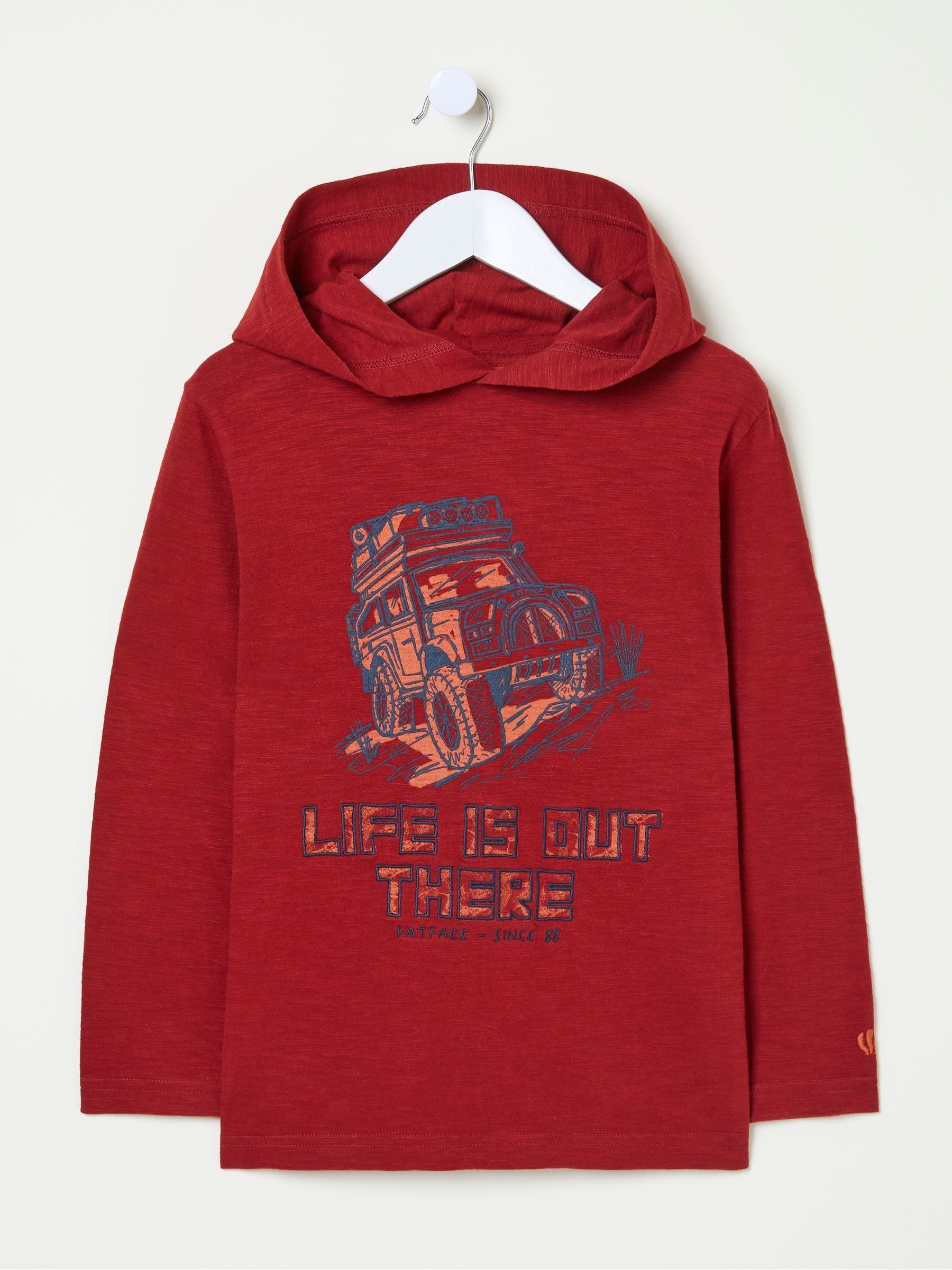 Red Hooded Graphic Long-Sleeve T-Shirt - Image 5 of 6
