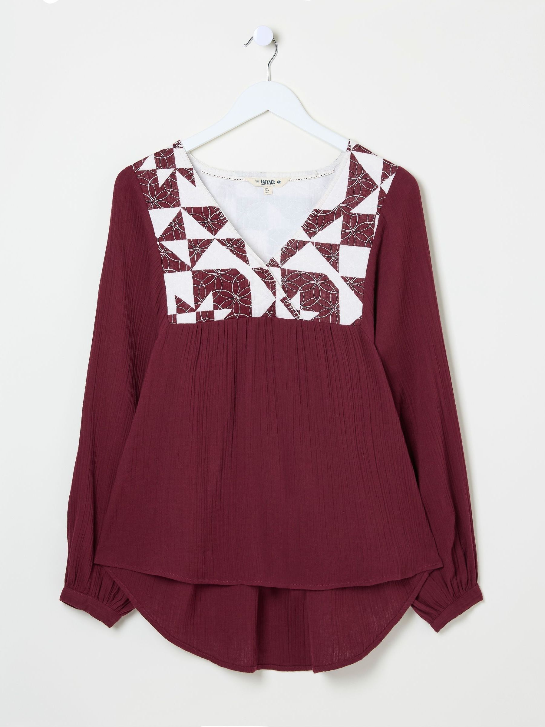 Helena Dark Red Patchwork Blouse - Image 7 of 7