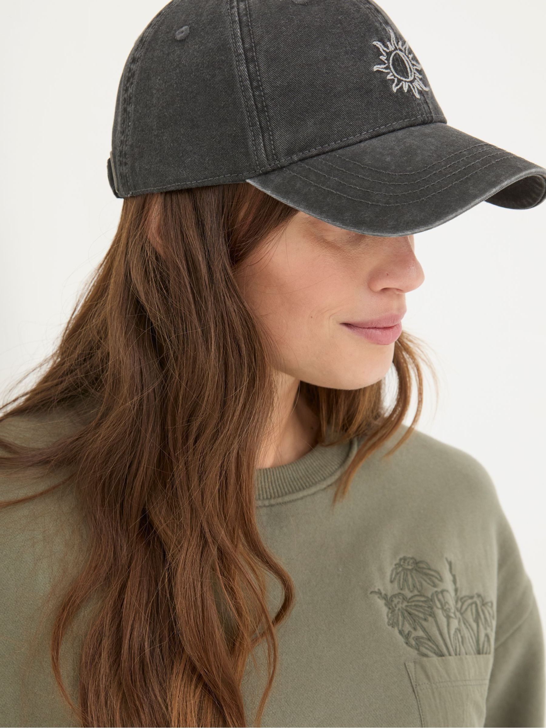 Charcoal Grey Embroidered Sun Cap - Image 3 of 4