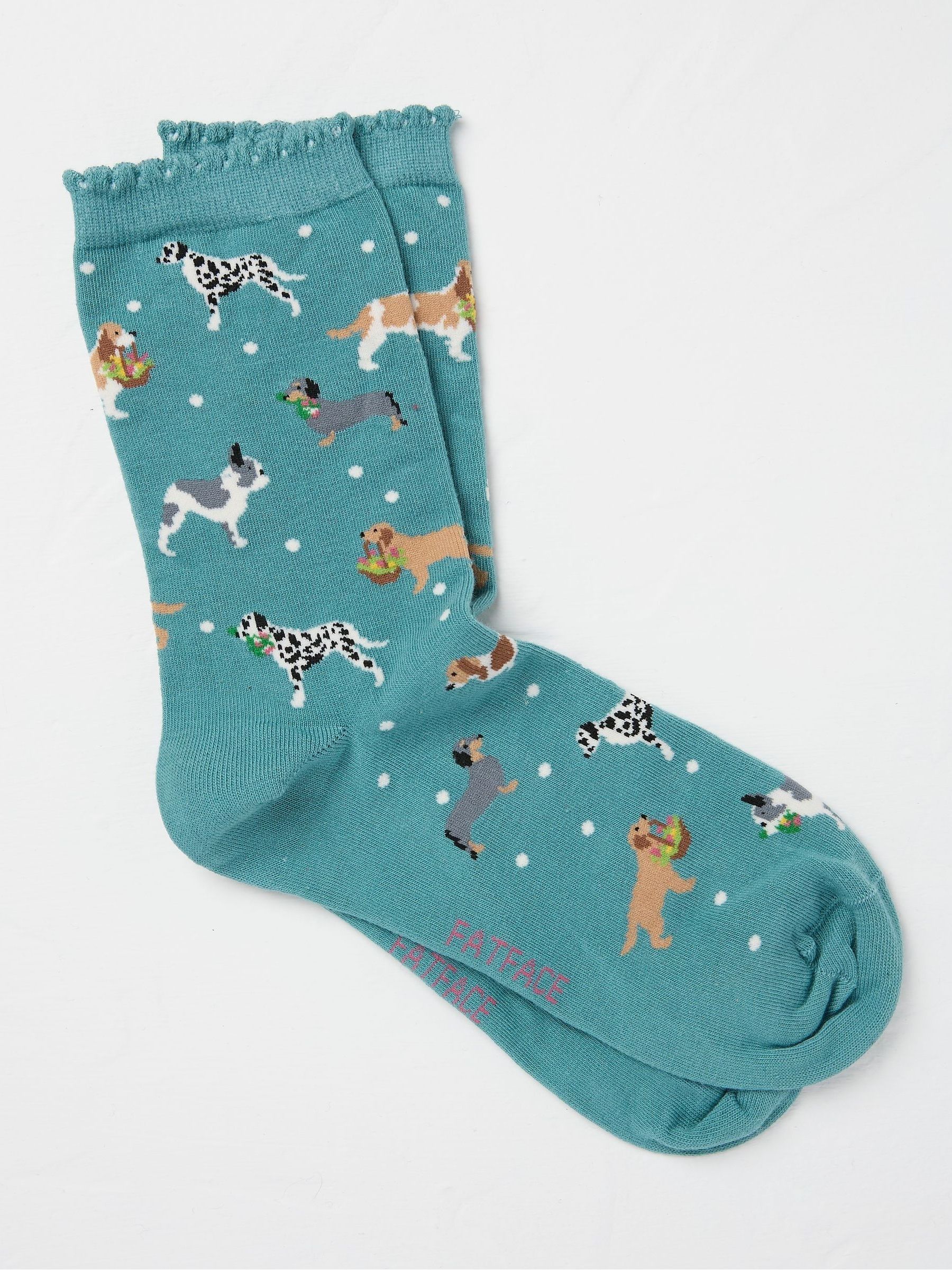 Green Dog Flower Womens Socks 1 Pack (size 4-7) - Image 1 of 2