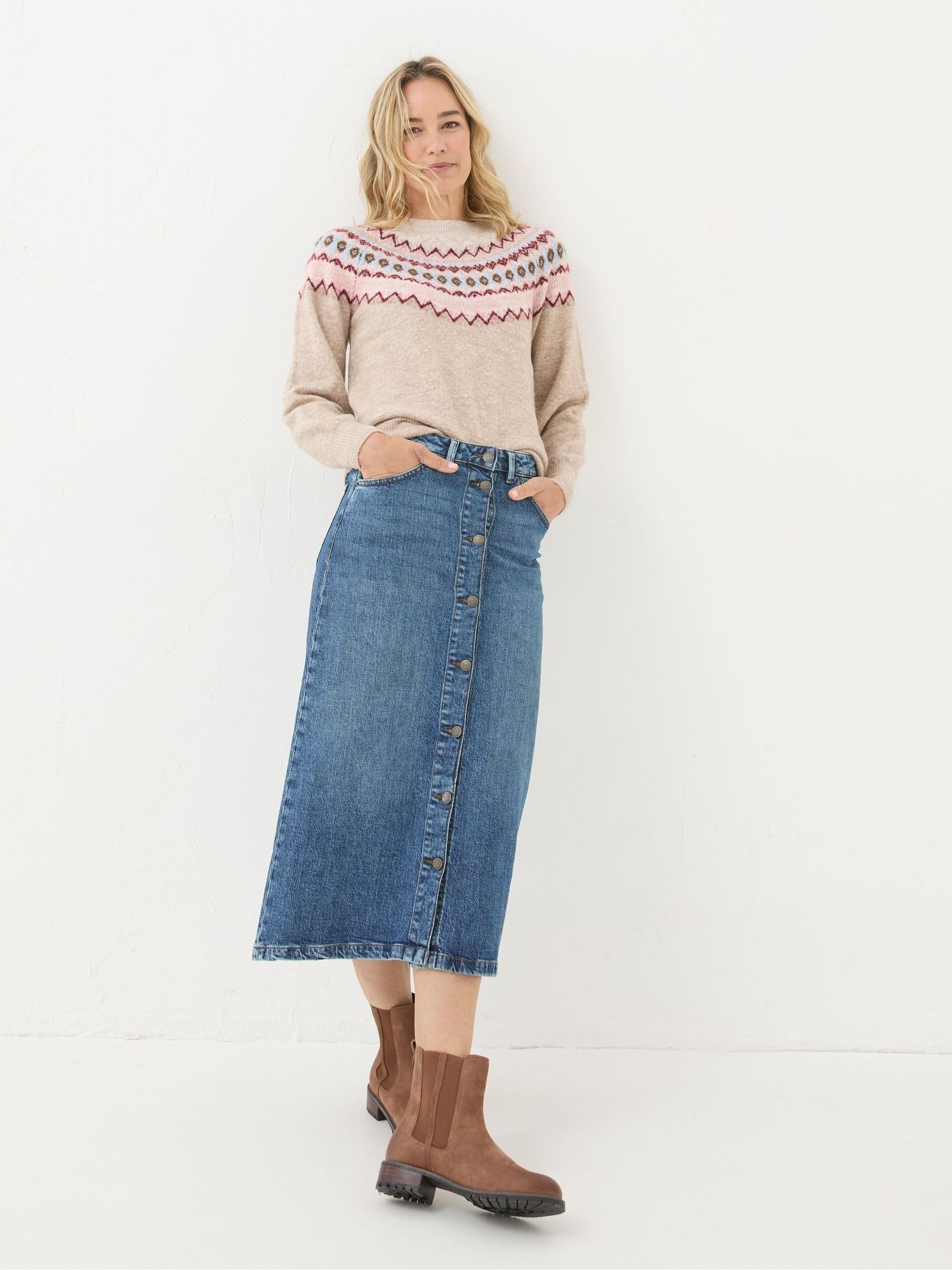 Darna Blue Denim Midi Skirt - Image 2 of 6