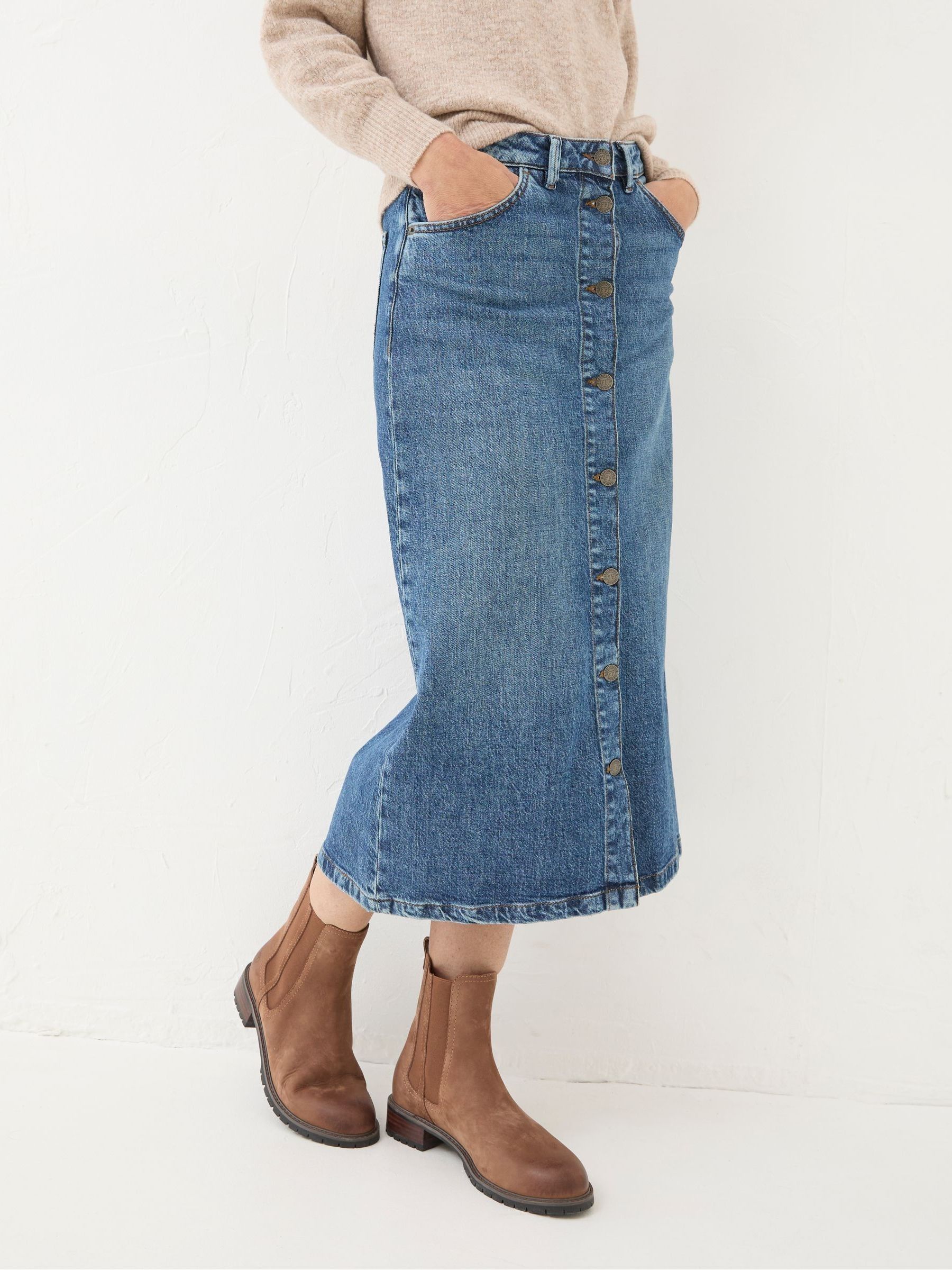 Darna Blue Denim Midi Skirt - Image 4 of 6
