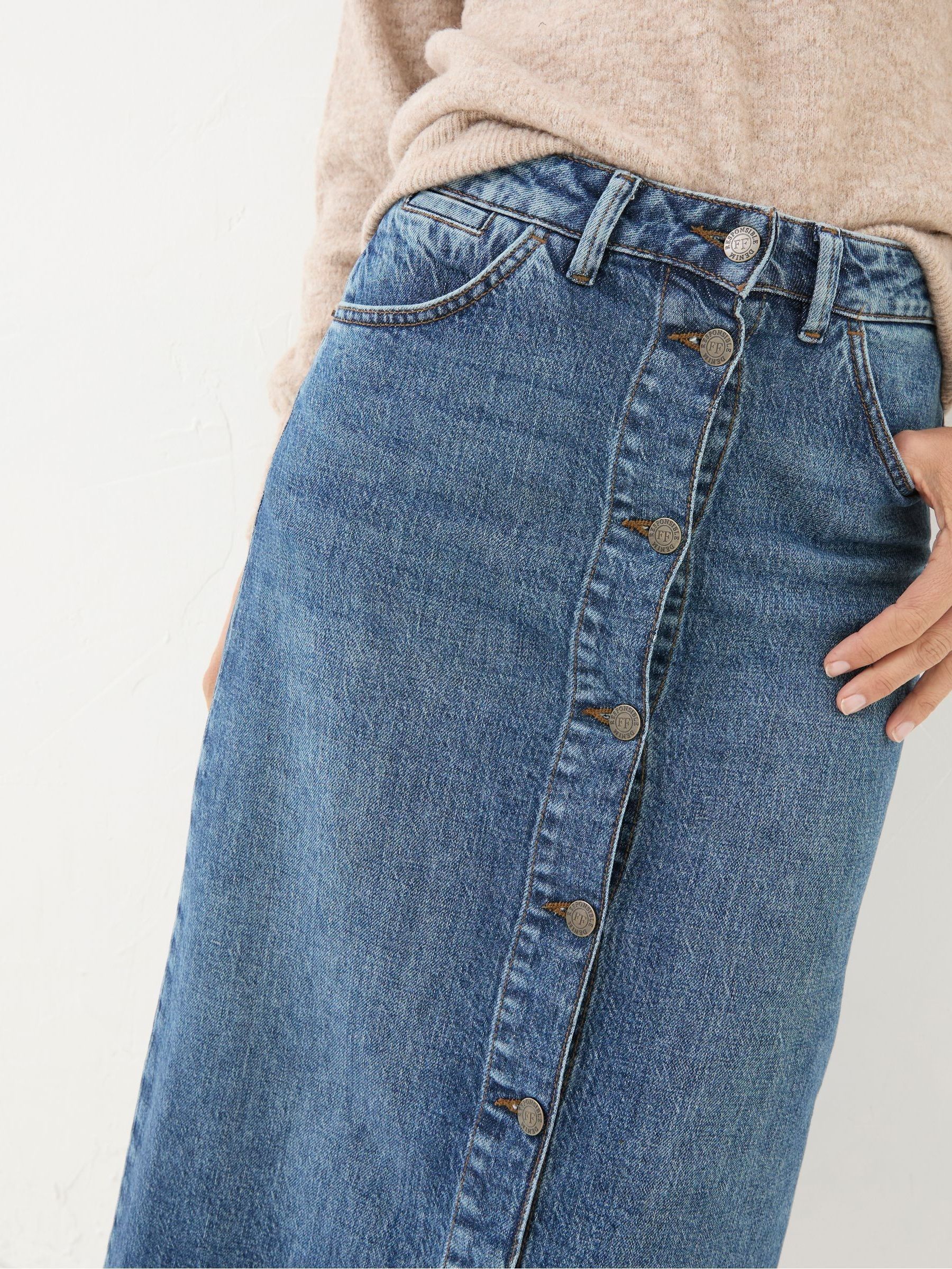 Darna Blue Denim Midi Skirt - Image 5 of 6