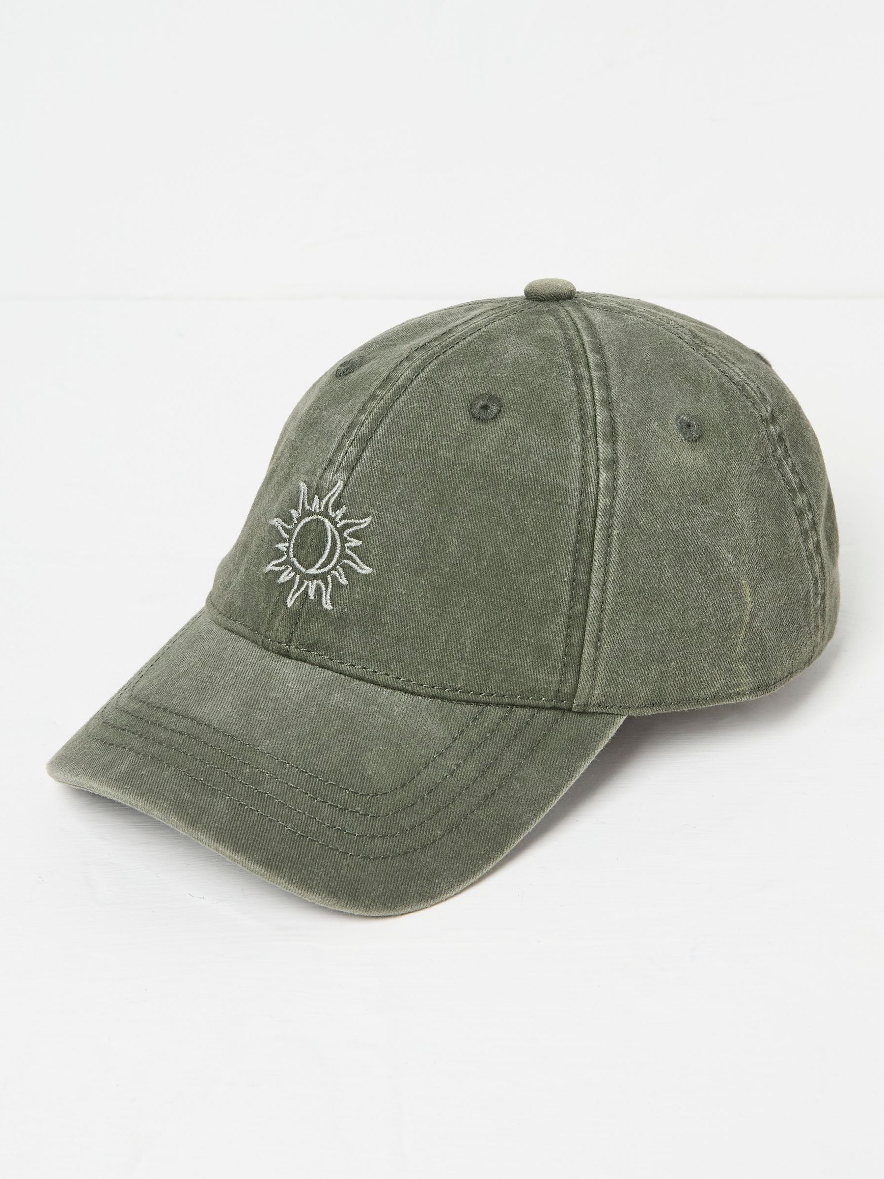 Khaki Green Embroidered Sun Cap - Image 3 of 4