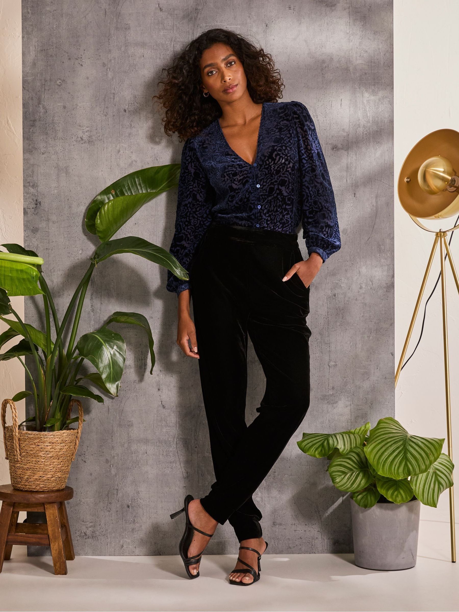 Joelle Blue Burnout Blouse - Image 1 of 6