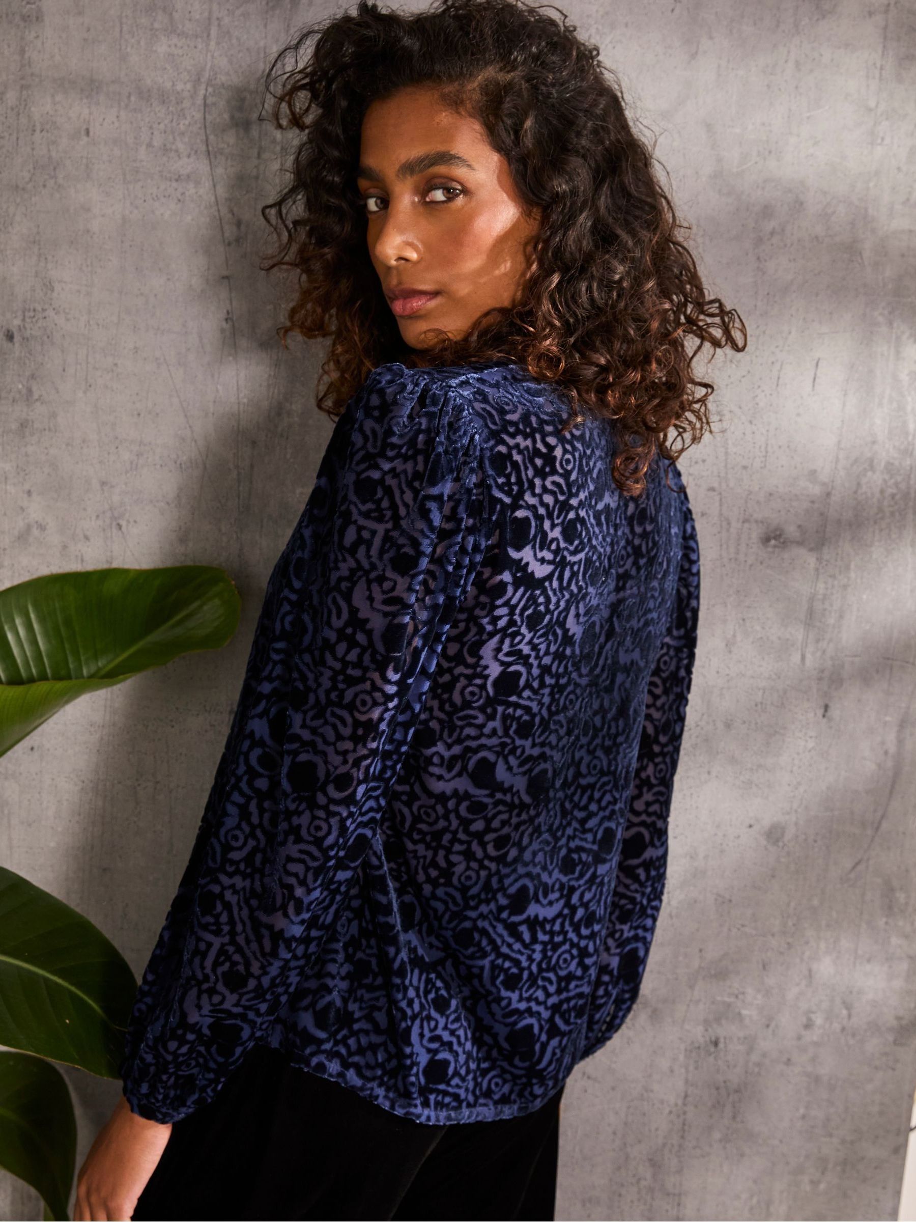 Joelle Blue Burnout Blouse - Image 2 of 6