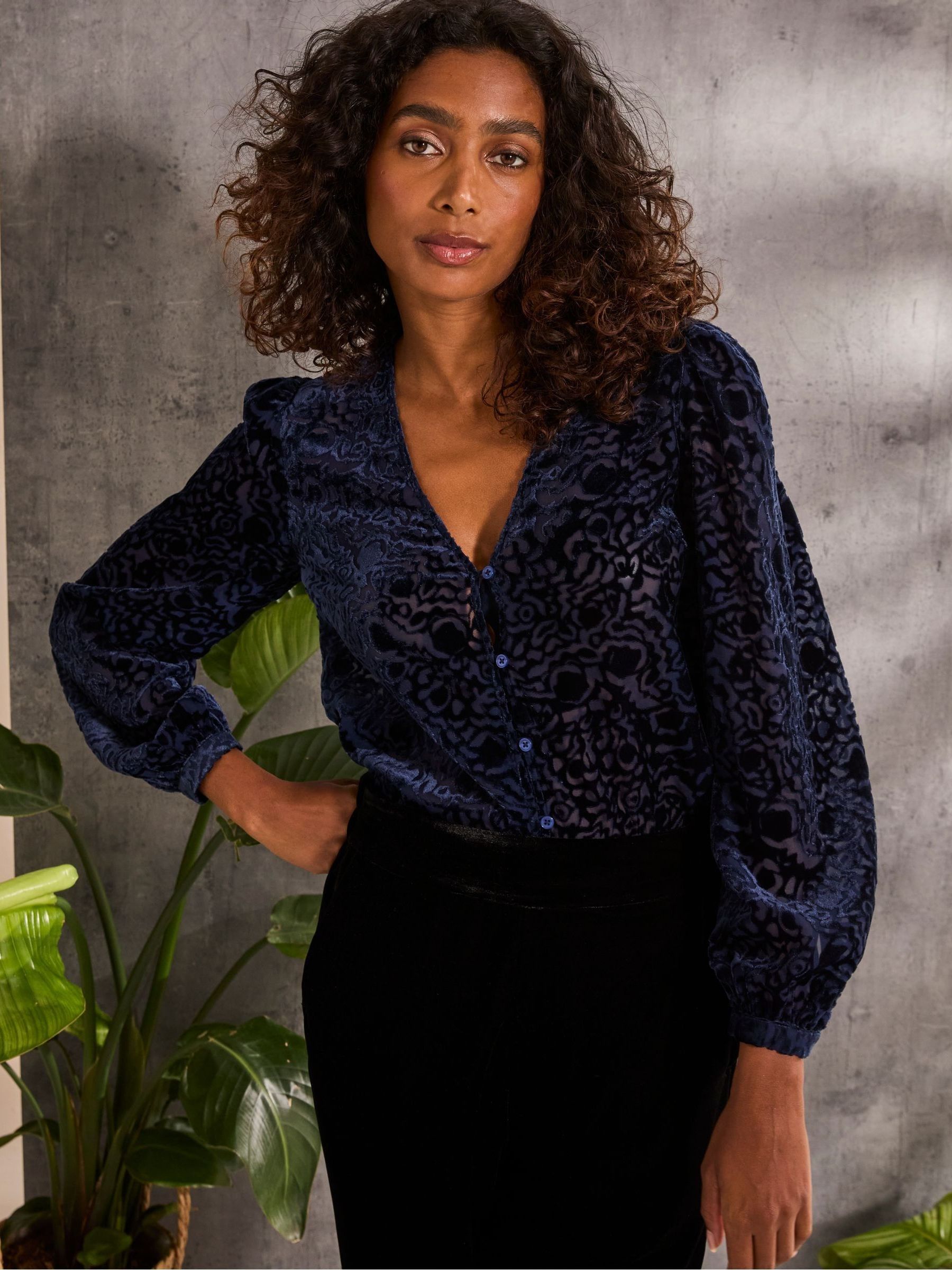 Joelle Blue Burnout Blouse - Image 3 of 6