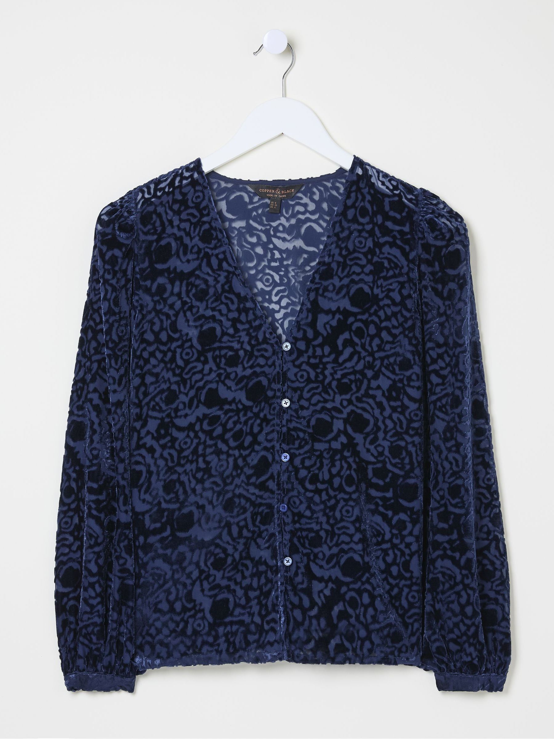 Joelle Blue Burnout Blouse - Image 6 of 6